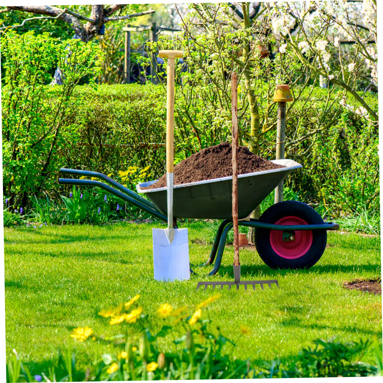 Eisenrechen Grasrechen für Gartenarbeit, Robuster Bodenlockerrechen