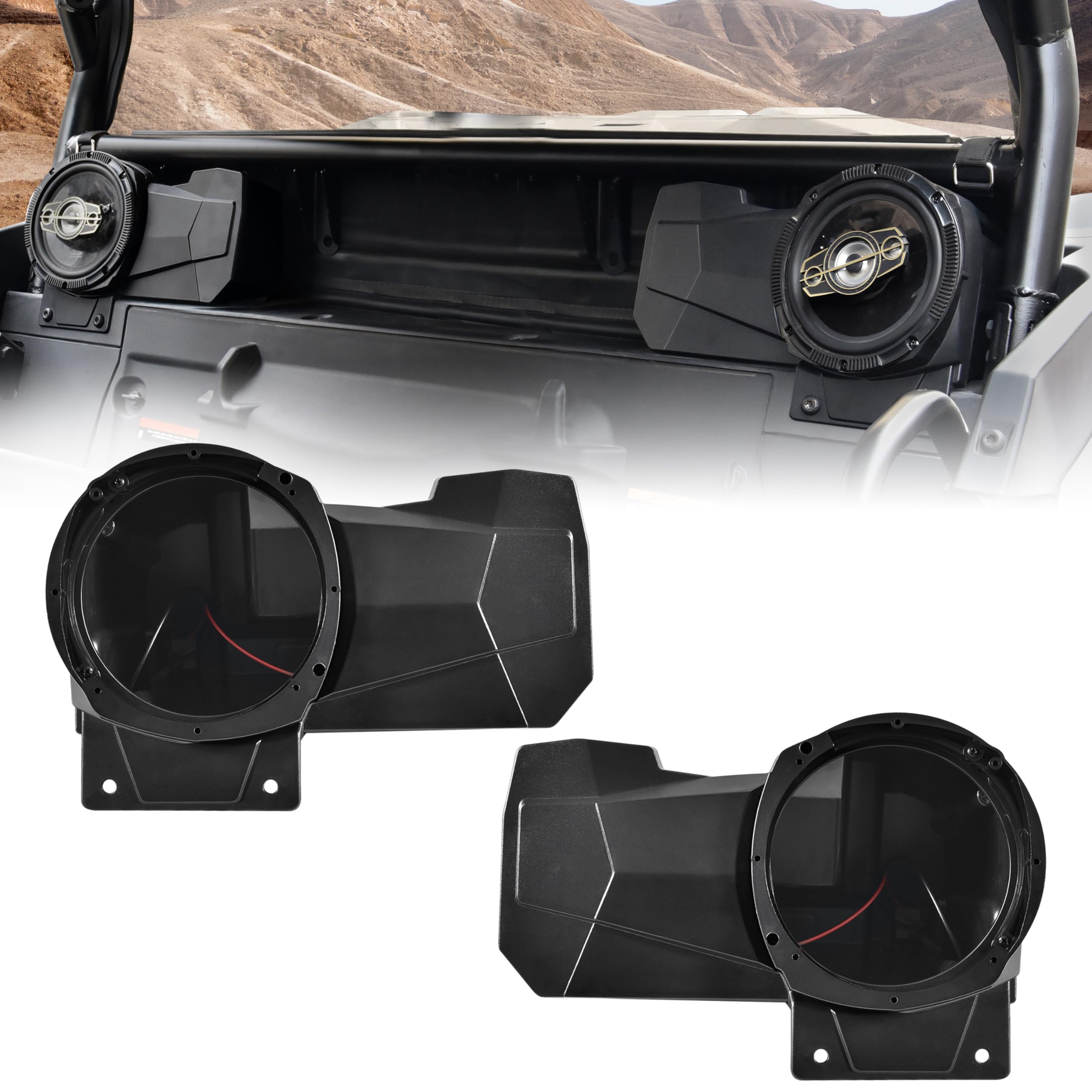 KEWISAUTO Rear Speaker Enclosures for 2024 2025 Polaris RZR XP 4 1000, Rear Seat Speaker Pods Support 6.5