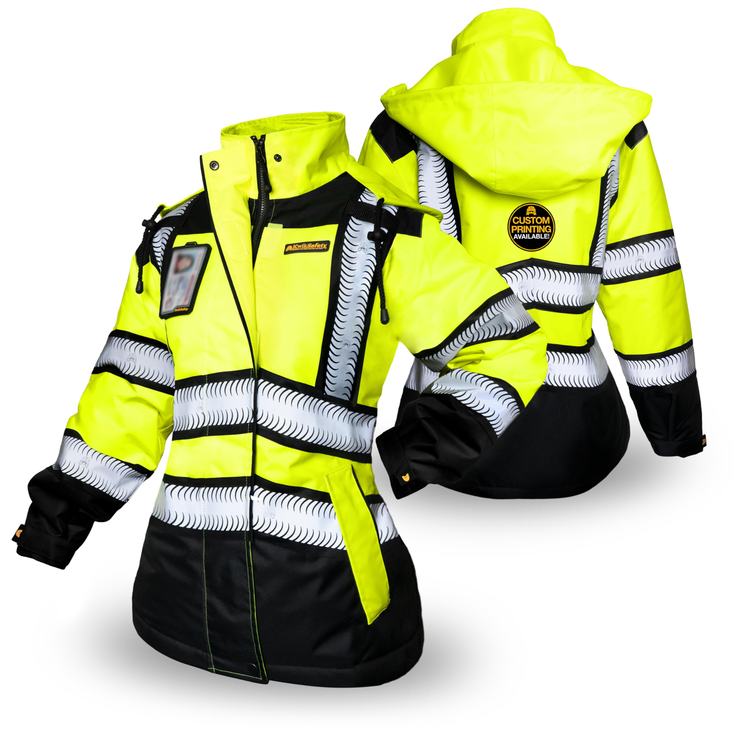 KwikSafety - Charlotte, NC - BOMBSHELL Safety Jacket for Women – Hi Vis Insulated Bomber Jacket – Reflective Womens Work Jacket - Yellow XS