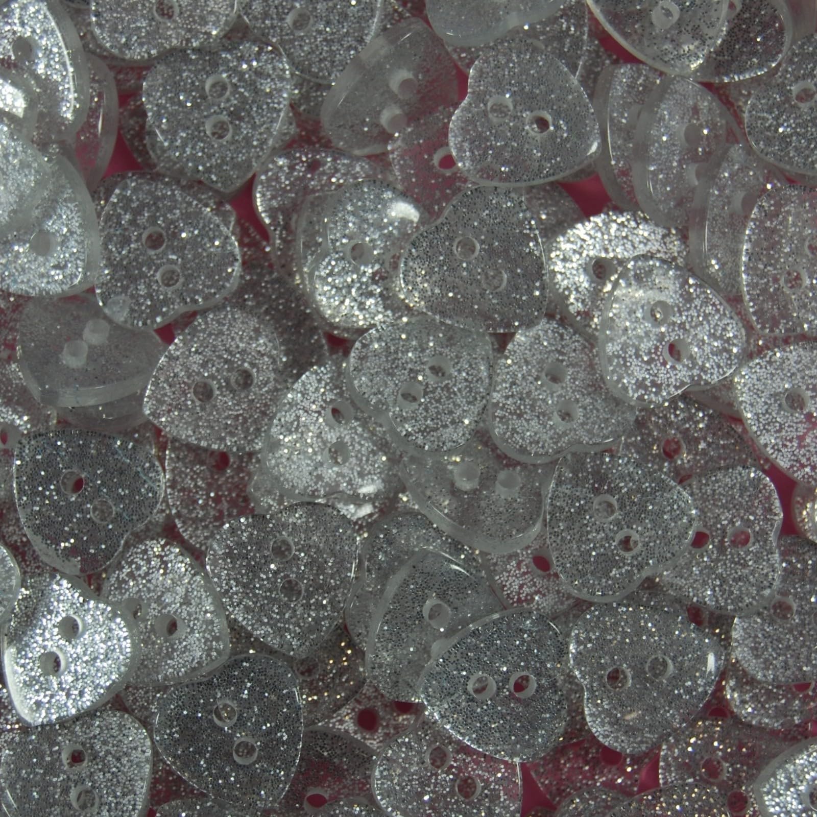 celloexpress 14mm Glitter Heart Buttons - Ideal for Sewing/Knitting/Clothes & Scrapbooking (Silver, Pack of 100) โ image 1