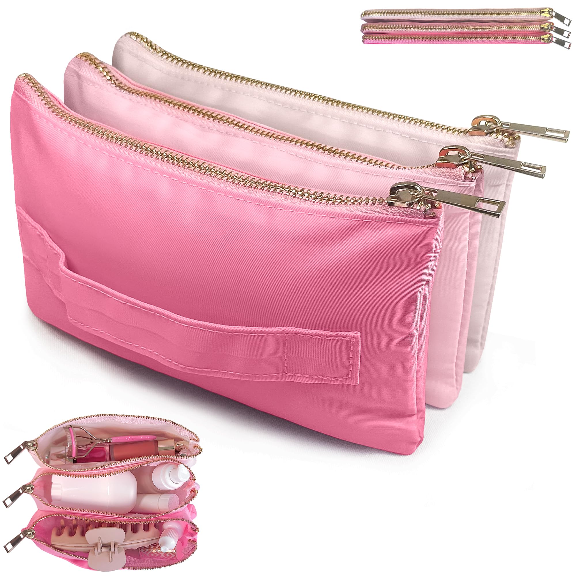 Travel Makeup Bag for Women with Compartments, Large Capacity Cosmetic Bags, Pouch With Compartments, Toiletry Bag for Women, Makeup Organizer, Accordion Bag Zipper Pouch Preppy Stuff,