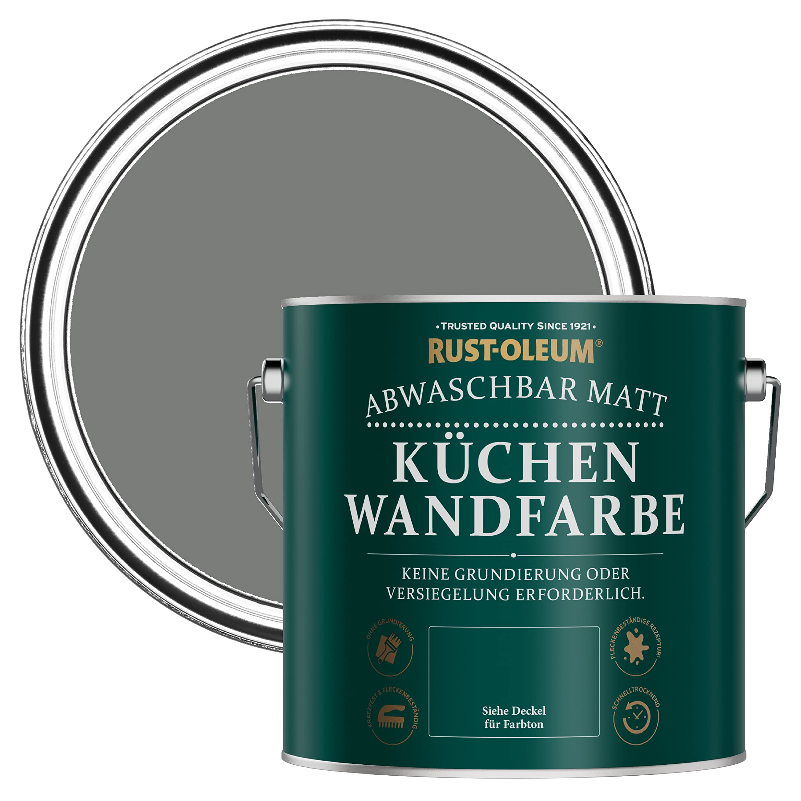 Rust-Oleum abwaschbare matte, geruchsarme grau Küchenwandfarbe - Fackelgrau 2,5 Litres