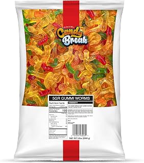 Candy Break Fruity & Sweet Gummy Worms, Gummy Candies with Fruit Flavors, Snacks for Adults & Kids, Chewy Bulk Candy Pack, 5 lbs Share Size Bag, Pack of 1