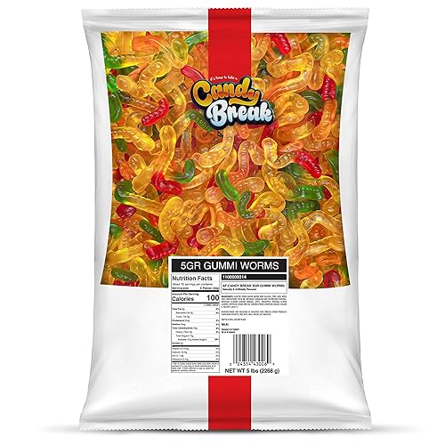 Miniatura 14 de Candy Break - Gusanos de neón agrios, caramelo de goma agria, caramelos de goma masticables, bocadillos para niños y adultos, bolsa