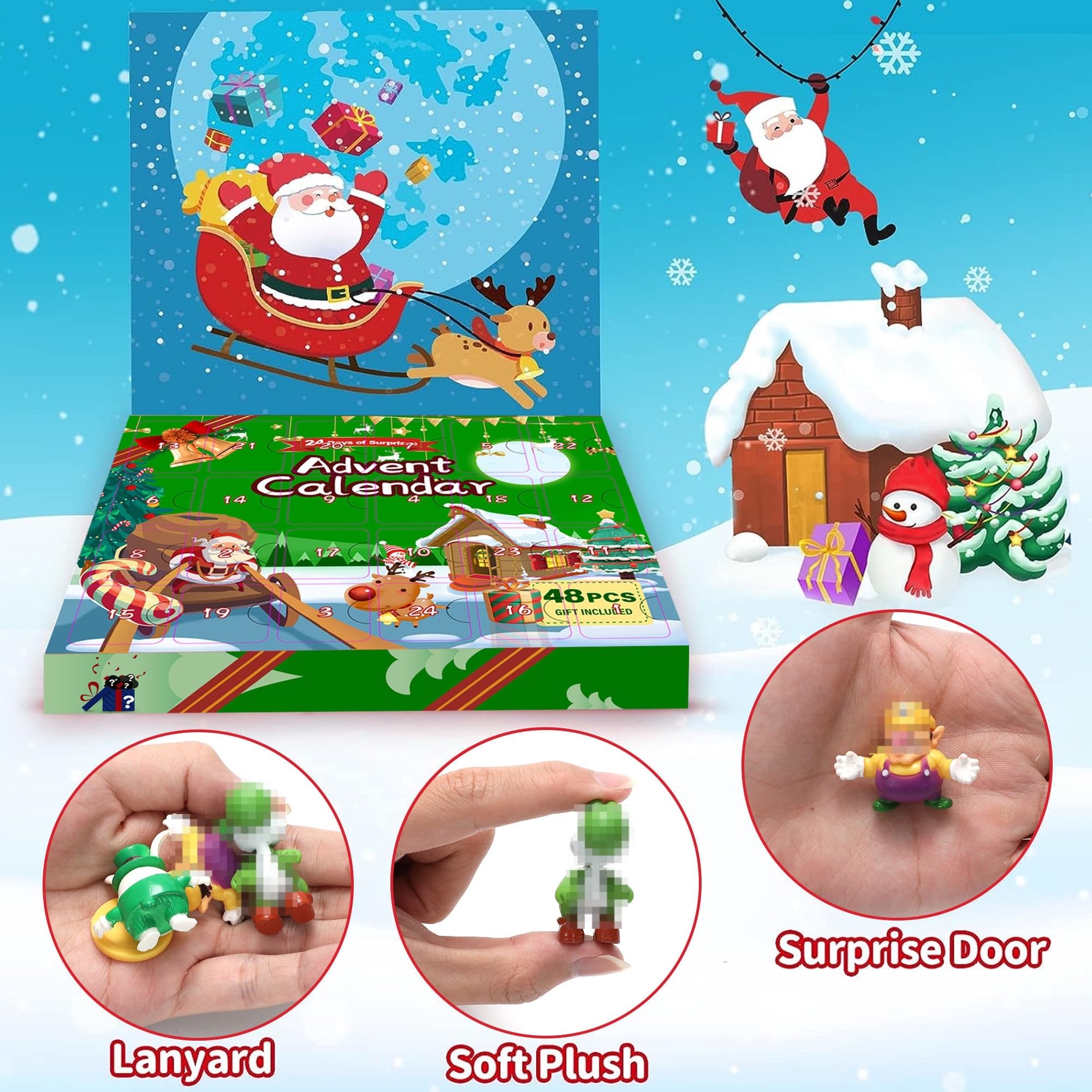 Calendrier de l'Avent 2026 à 48 pièces - Figurines d'action - Jouet - Calendrier de compte à rebours - Cadeau sûr - Ornements de vacances - Coffret cadeau pour enfants, collectionneurs, décorations de