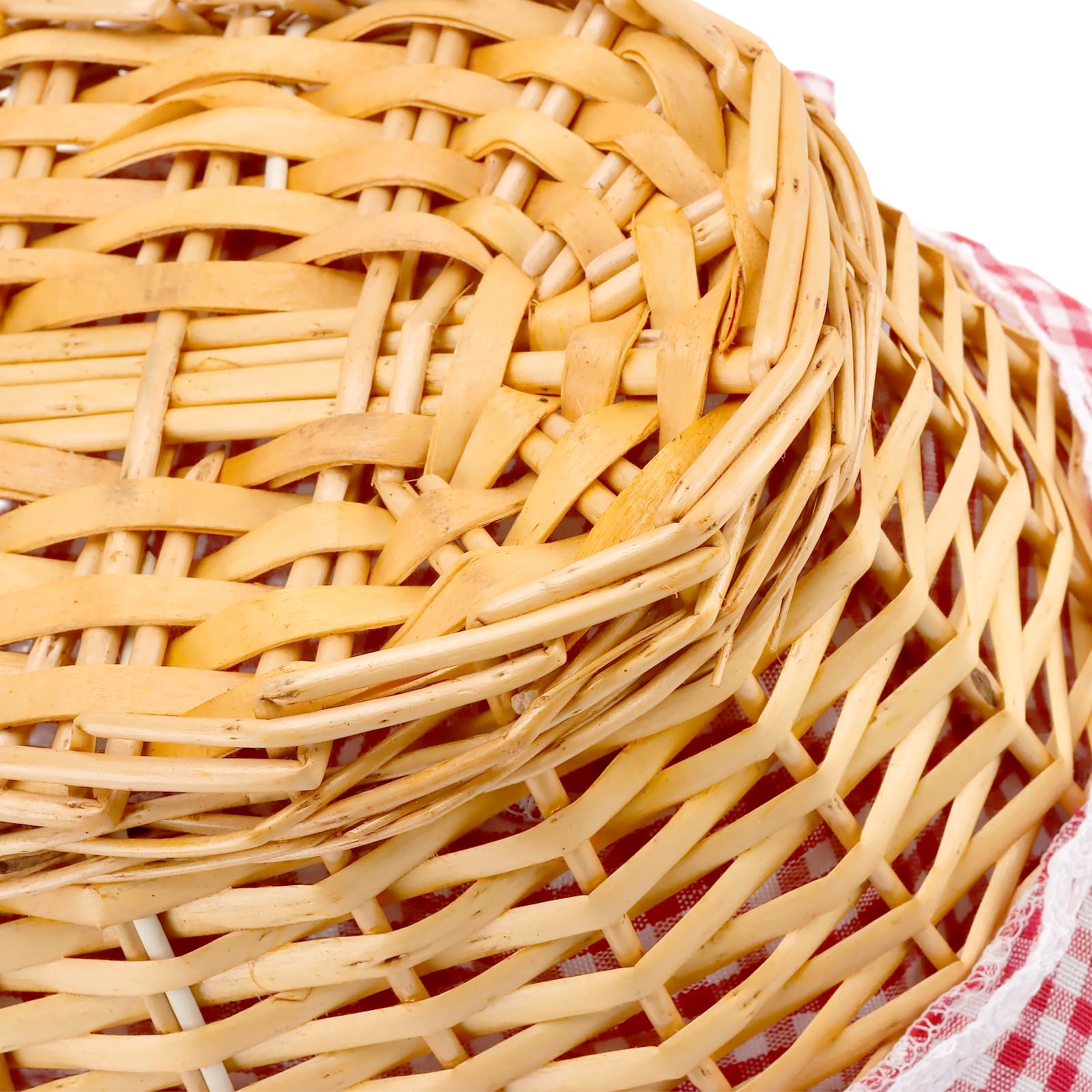 2 Stück Picknickkorb aus Weide, 33x23x12cm, Handgeflochtener Weidenkorb mit Henkel und Gingham Futter, Großer Geflochtener Korb für Obst, Einkaufen, Eiersammeln, Hochzeit und Picknick