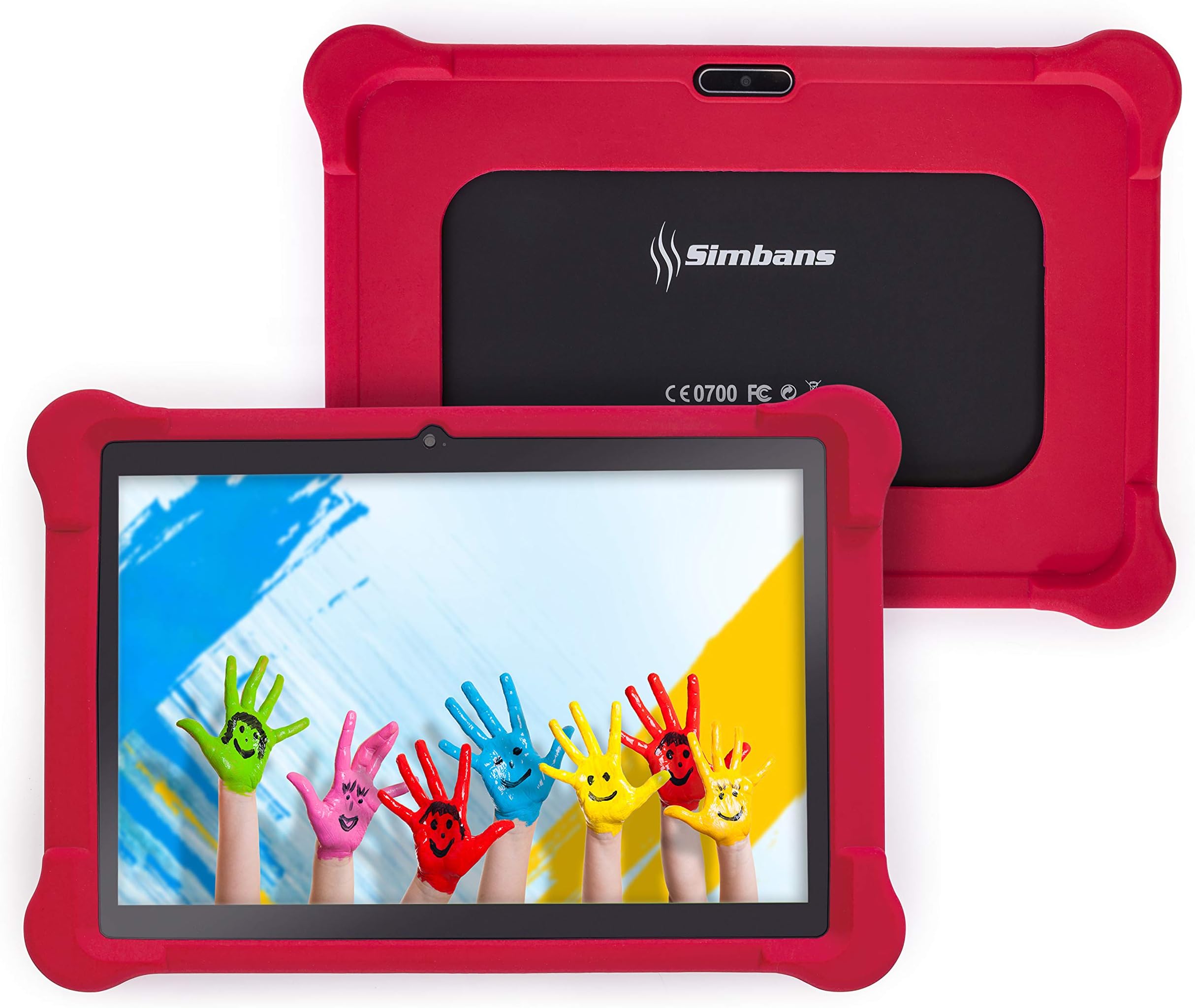 [4 Bonus Item] Simbans TangoTab 10 Inch Kids Tablet with RED Bumper Case | 2GB RAM, 32GB Disk, Android 8.1 Oreo | WiFi, USB, HDMI, Bluetooth | 2+5 MP Camera Computer PC