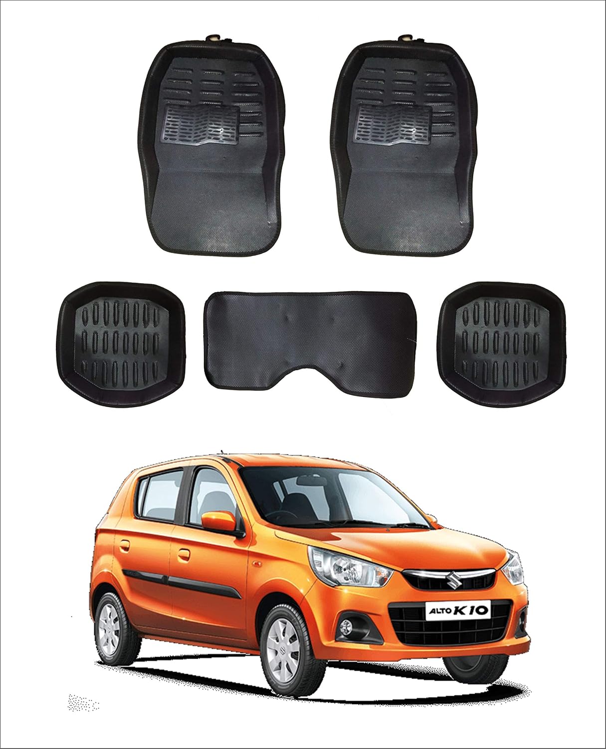 Trigcars Carpet Black Car Floor/Foot Mats for Maruti Suzuki Alto K10