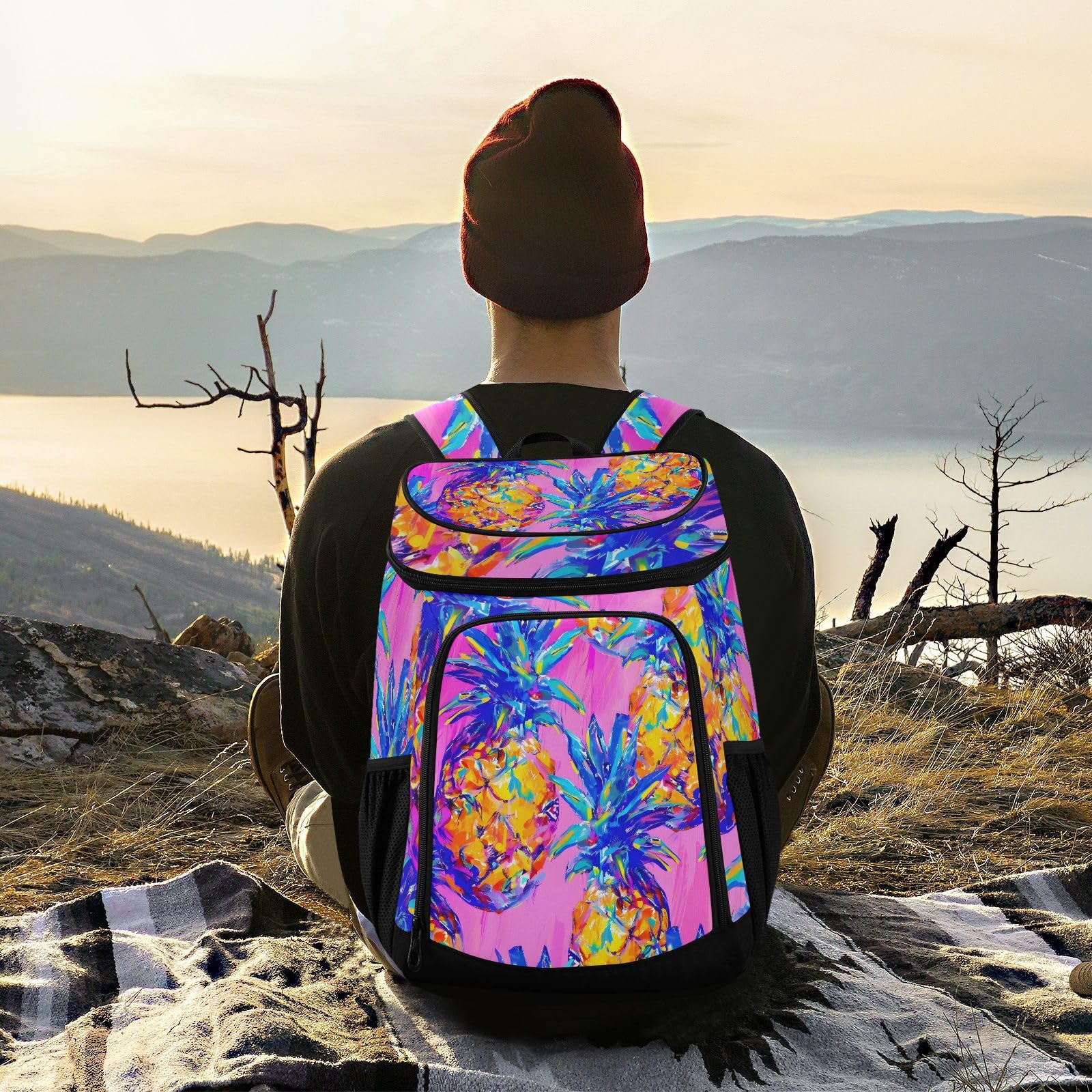 Vs Pink Insulated Pineapple Cooler Bag Backpack Tropical Pineapple Aesthetic Cooler Backpack, Leakproof  main image 4