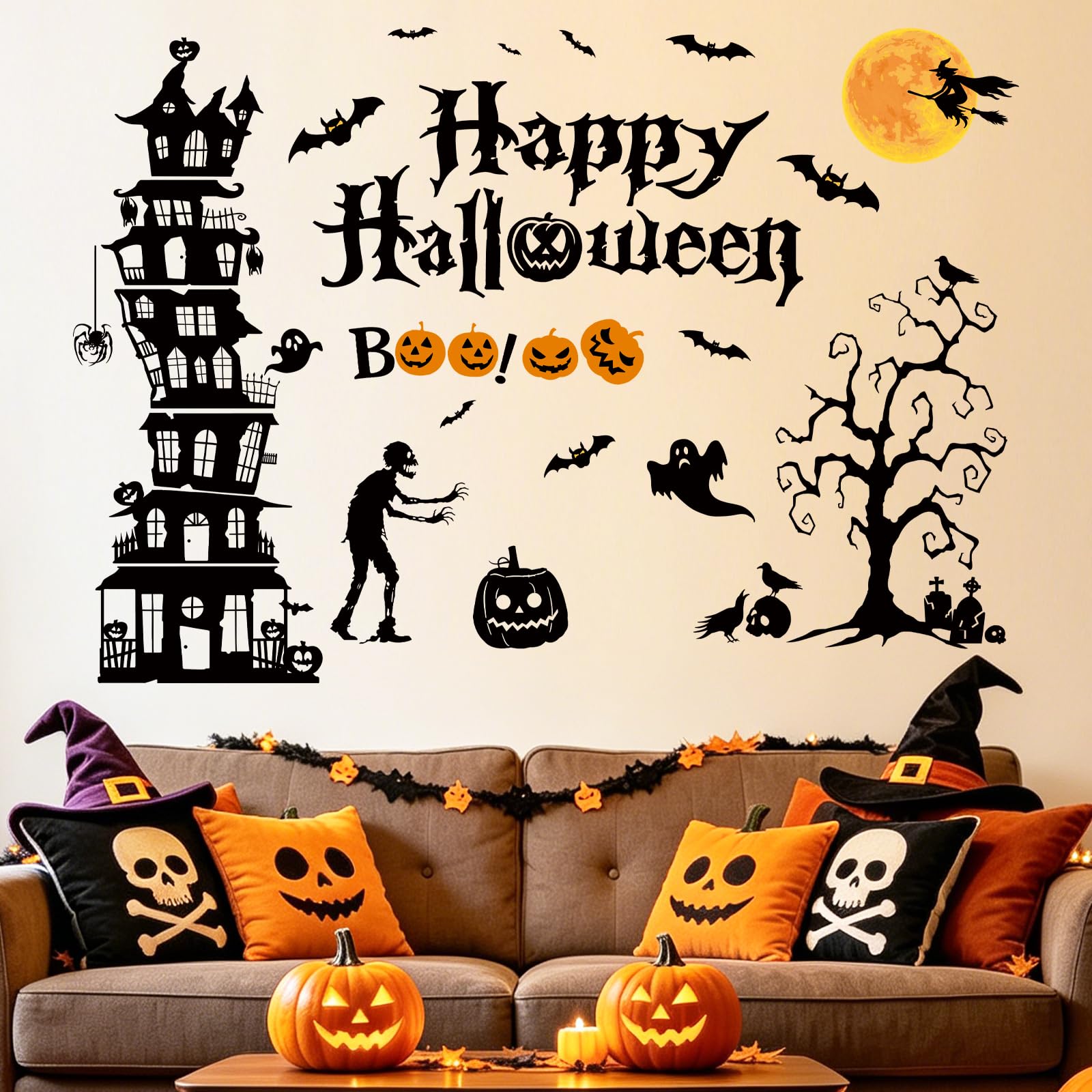 SHUCHING Halloween Black Castle Wall Decals
