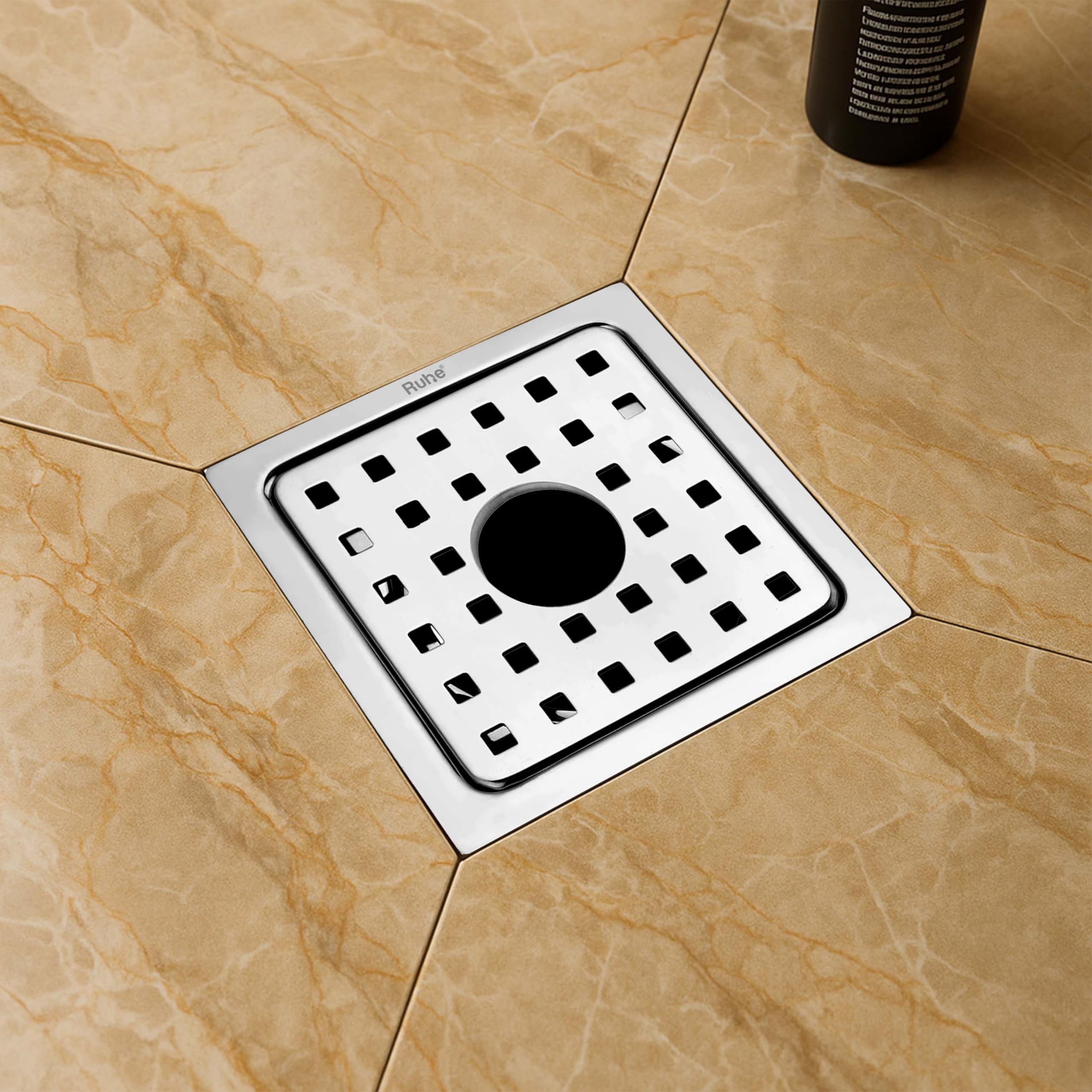 - Ruhe® Check Square Flat Cut Floor Drain with Hole | Premium Stainless Steel | 5 x 5 inches | Pack of 1