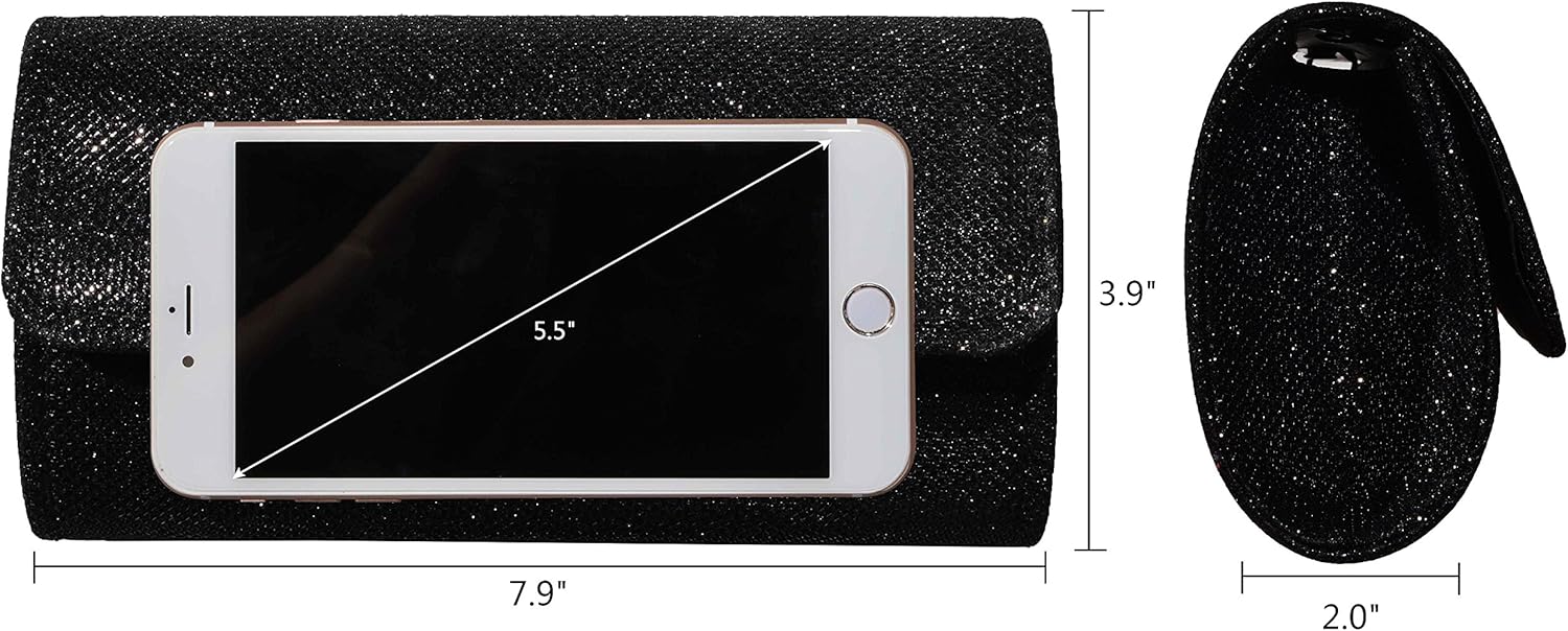 Outrip Women's Evening Bag Clutch Purse Glitter Party Wedding Handbag with Chain | Glitter, Party, Wedding, with Chain - Image 6