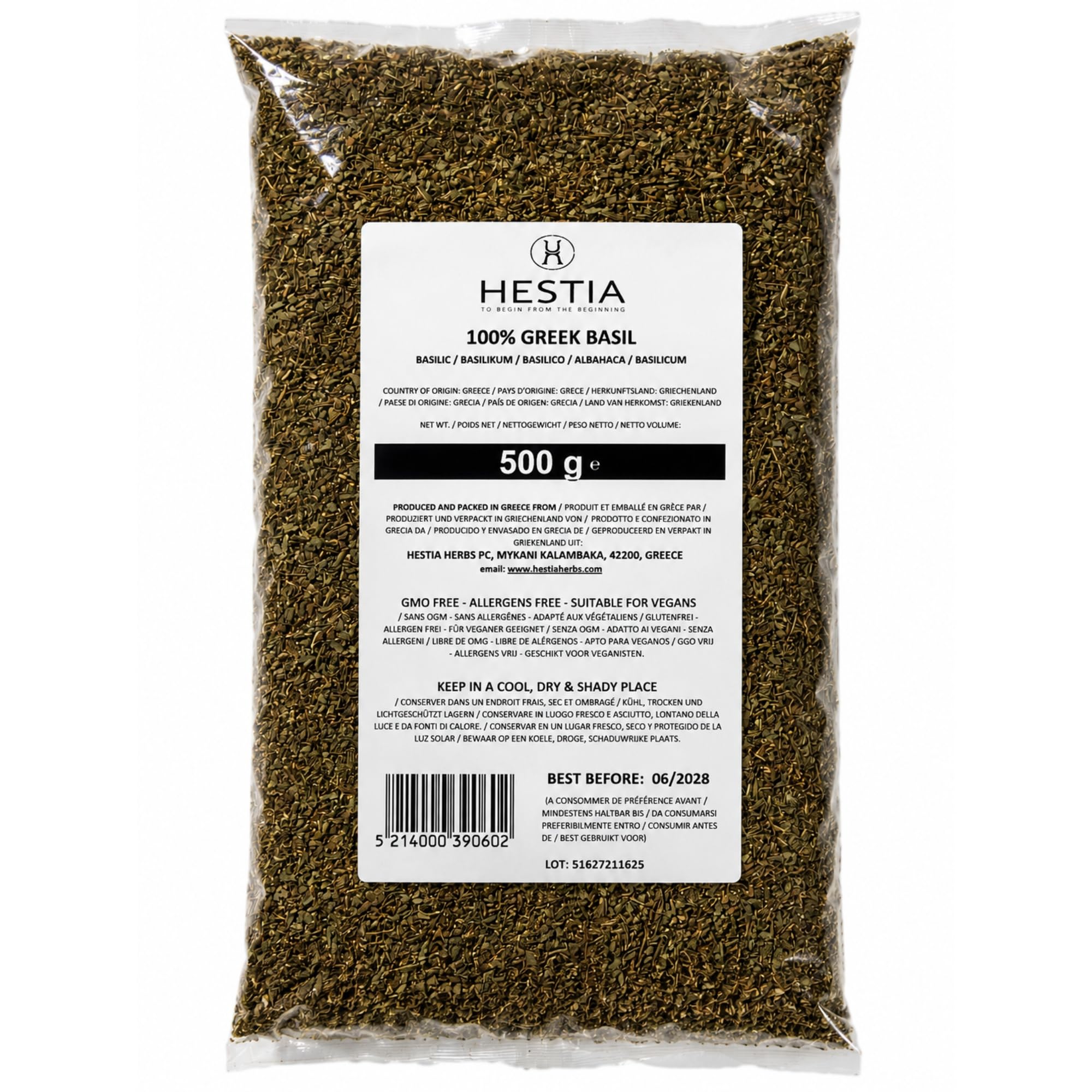 Hestia Herbs Greek Dried Basil, 500 g