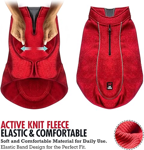 Miniatura 6 de Suéter de forro polar aislado para perros  Chaleco ligero y cálido para perro  Puerto con cremallera para arnés  Chaqueta de invierno para clima