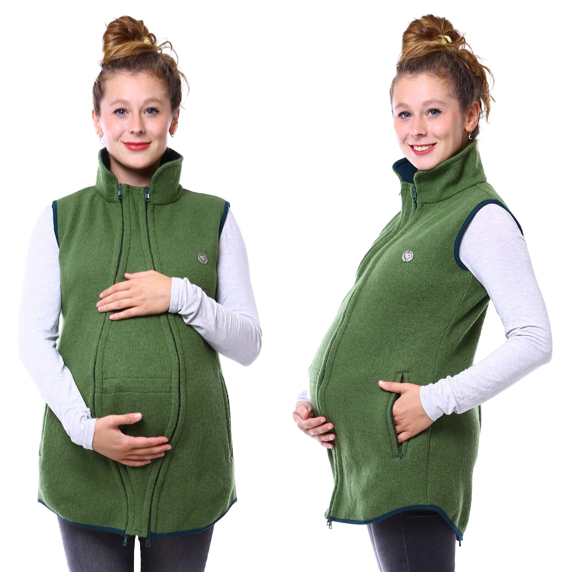 Viva la Mama – Wollweste Trageweste aus Wolle zum Babytragen Umstandsweste - PEVE - kiwigrün - L