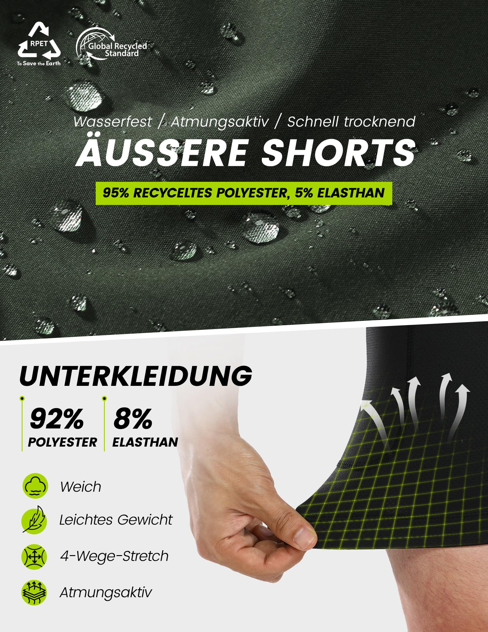 Nepest Pantaloni corti da mountain bike, da uomo, imbottiti, 4D, larghi, traspiranti, ad asciugatura rapida