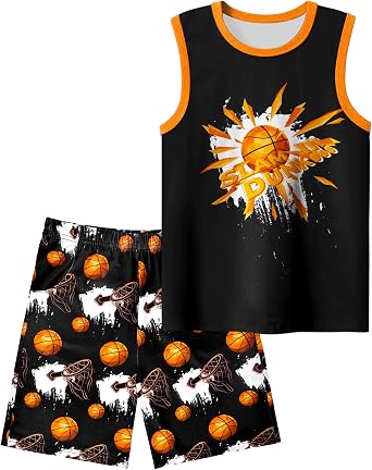 PASHOP Boys Pajamas Little Big Boys Summer Pajamas Tank Tops & Shorts Cool Pjs Set Kids Sleepwear Outfits Size 8-12