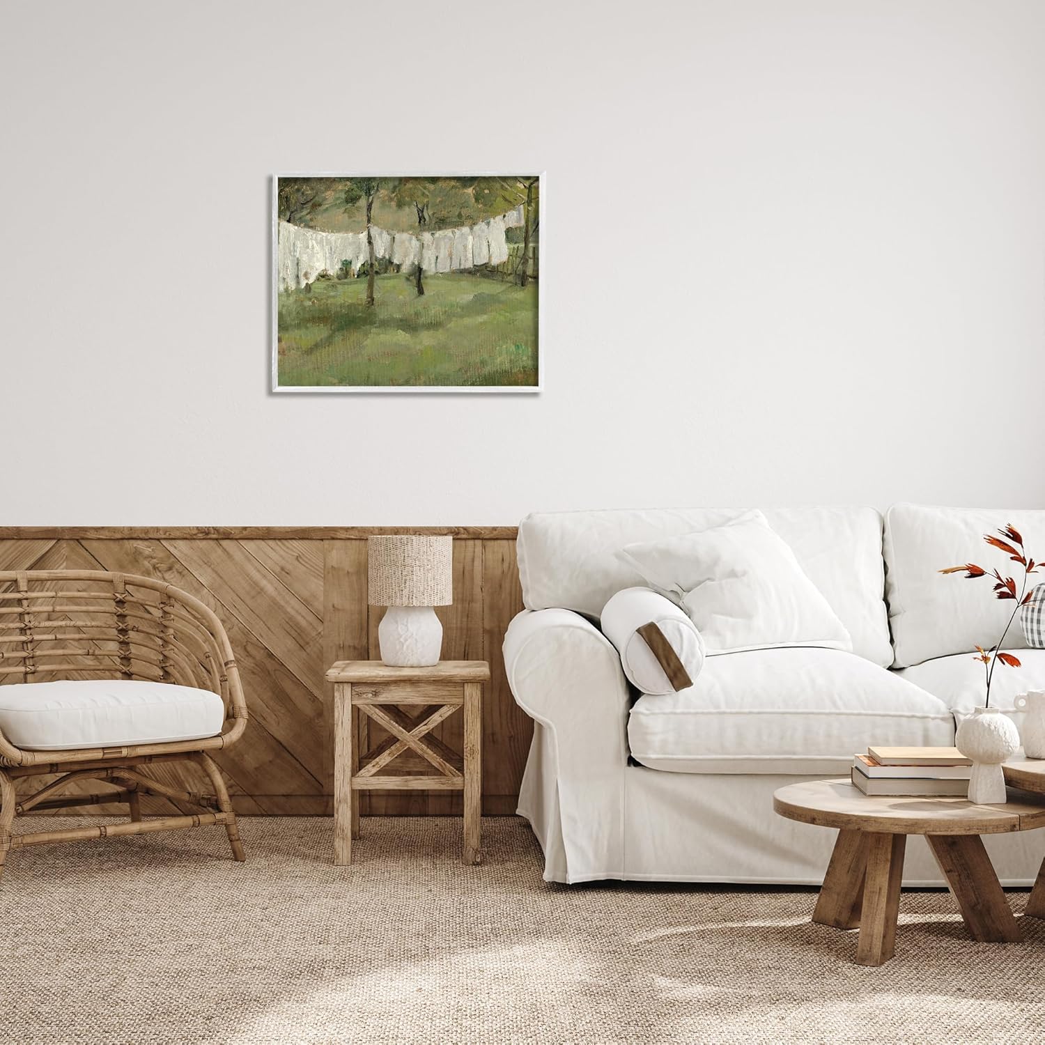 Stupell Industries Soothing Yard Clothesline Scene Giclee Framed Wall Art, Design by Lettered and Lined