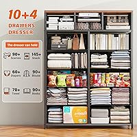 Vista 3 de EnHomee Cómodas altas para dormitorio con cajón, cómodas para dormitorio, cómodas de tela y cómodas para sala de estar, parte superior de madera