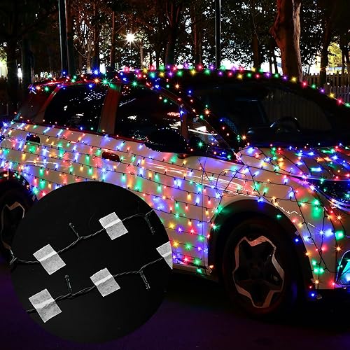 Miniatura 7 de Honoson Luces multicolor de Navidad para automóvil, 394 pies, 1200 luces LED, funciona con pilas, control remoto, impermeable, 8 modos y