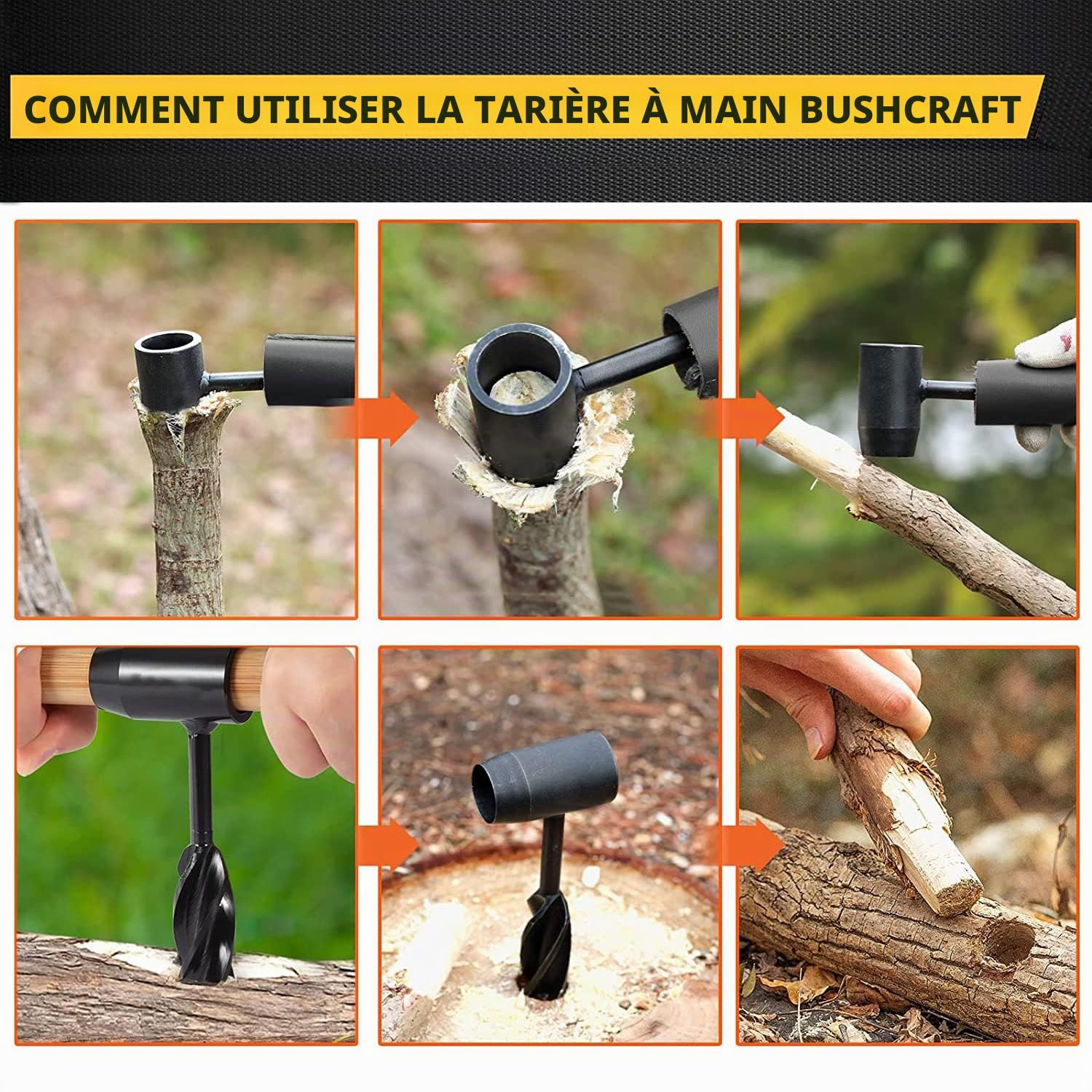 N&S Juvyig Bushcraft Clé de perceuse manuelle pour bois, œil écossais, outils de survie