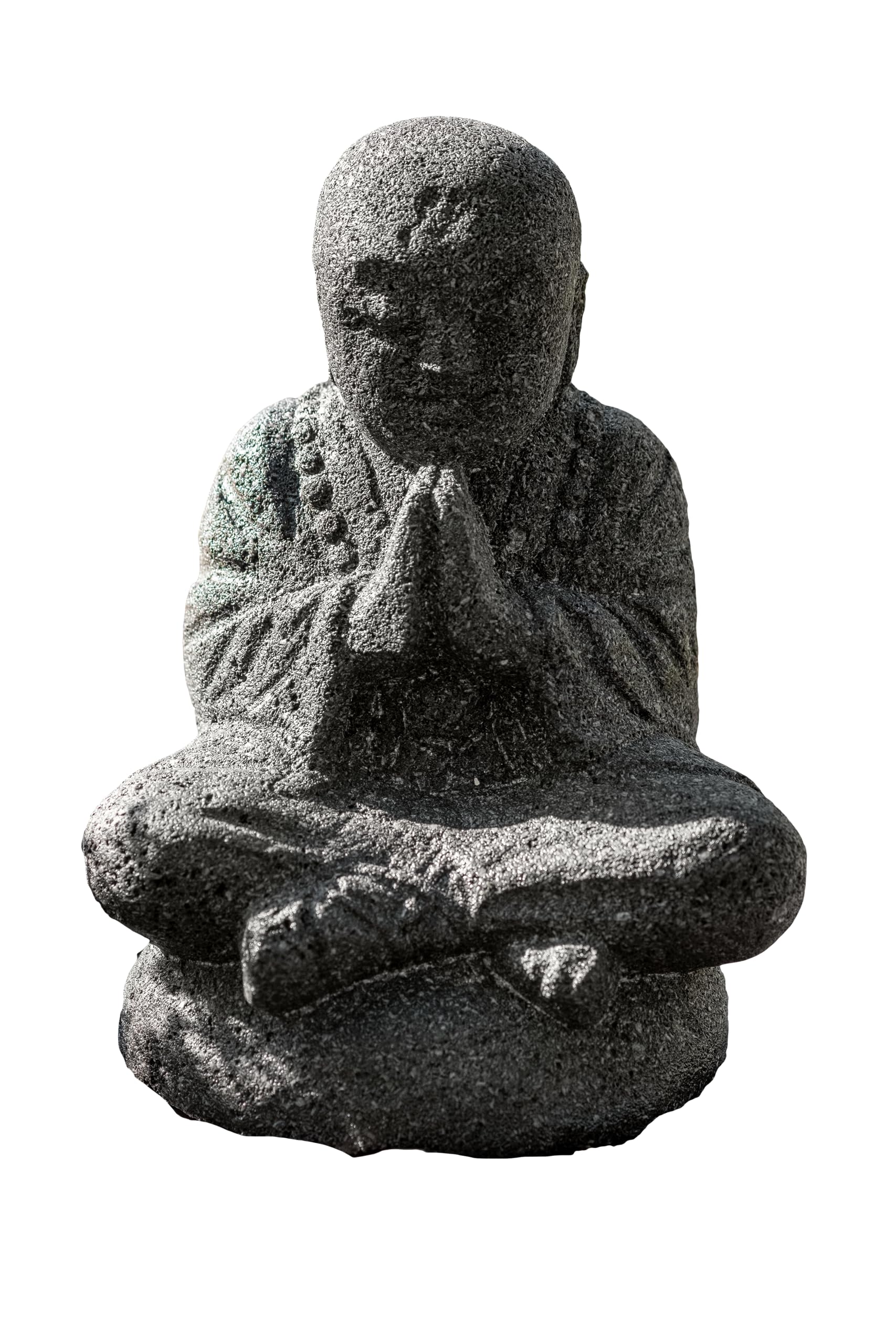 IDYL Chińska kamienna figurka mnicha Shaolin z kamienia wulkanicznego | mrozoodporna | wysokość 20 cm | czarna | figurka dekoracyjna do ogrodu i mieszkania | 550