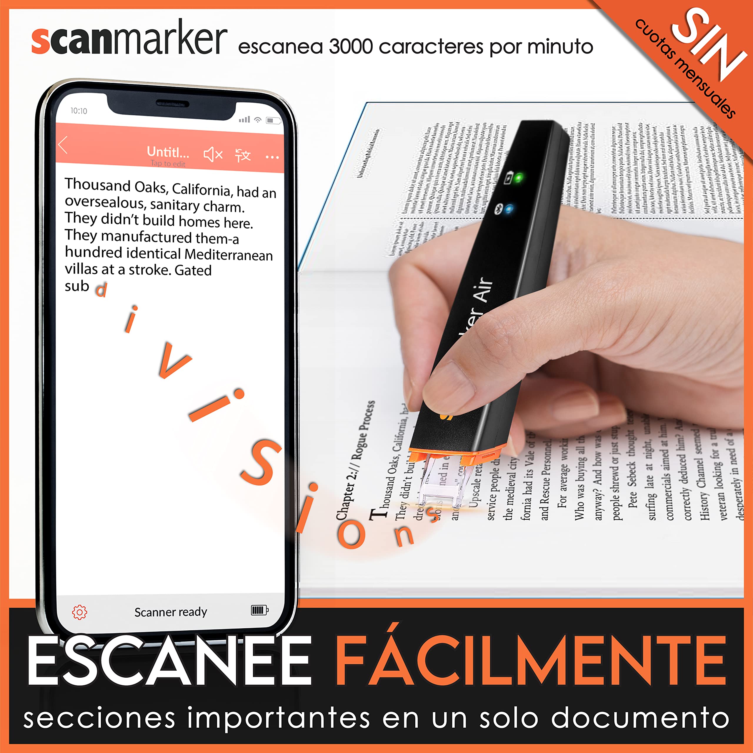Scanmarker Air Lápiz Escáner Lector OCR Digital Inalámbrico Negro