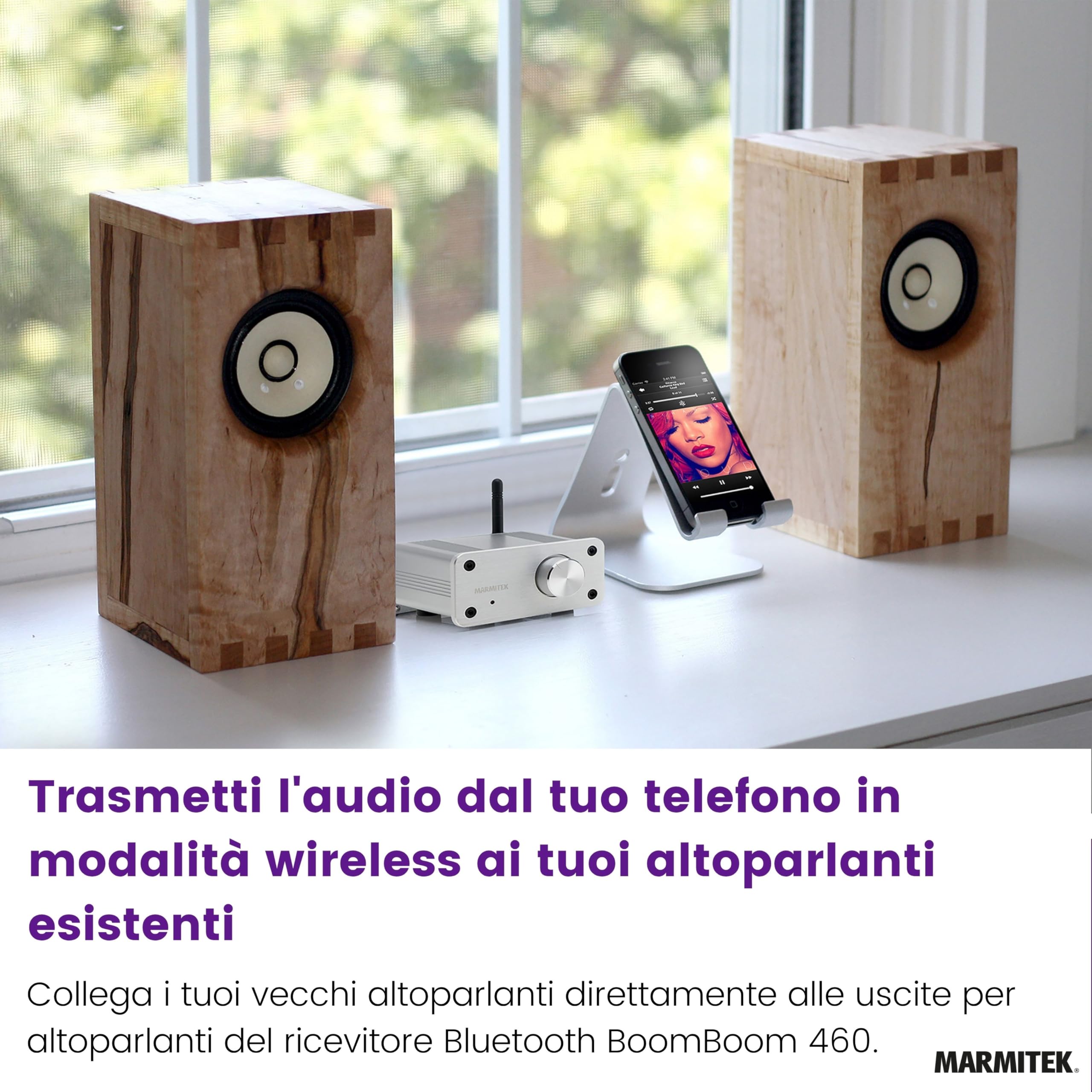 Marmitek BoomBoom 100 - Trasmettitore ricevitore Bluetooth RX/TX aptX | Adattatore audio per TV, cuffie e impianto hi-fi, aptX Low Latency, AAC, Toslink, jack 3,5 mm, analogico/digitale e 2 cuffie