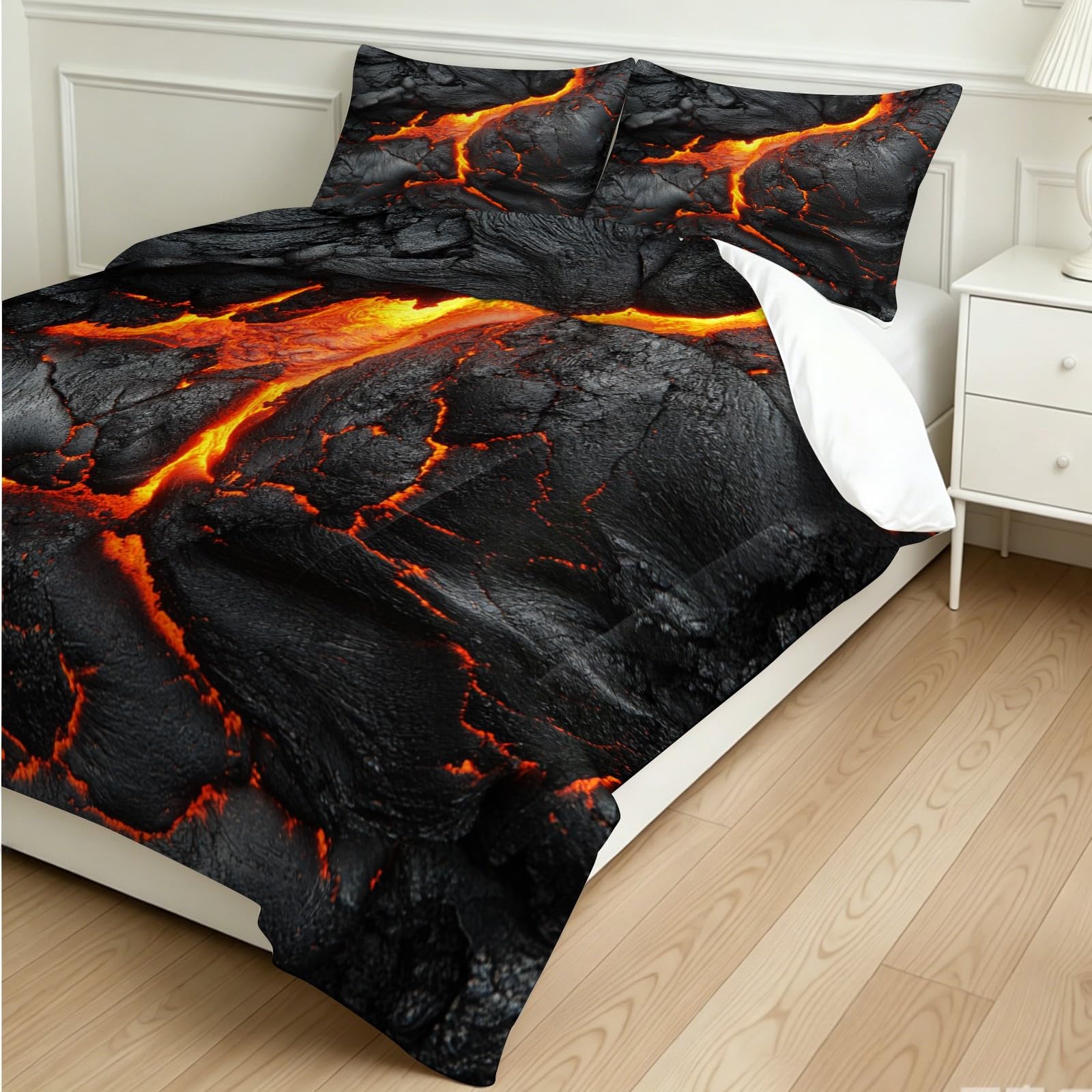 Edredón 155 x 220 cm 4 Estaciones Flujo de Lava rocosa Relleno Nórdico Microfibra Gris Oscuro Transpirable Decoración Dormitorio