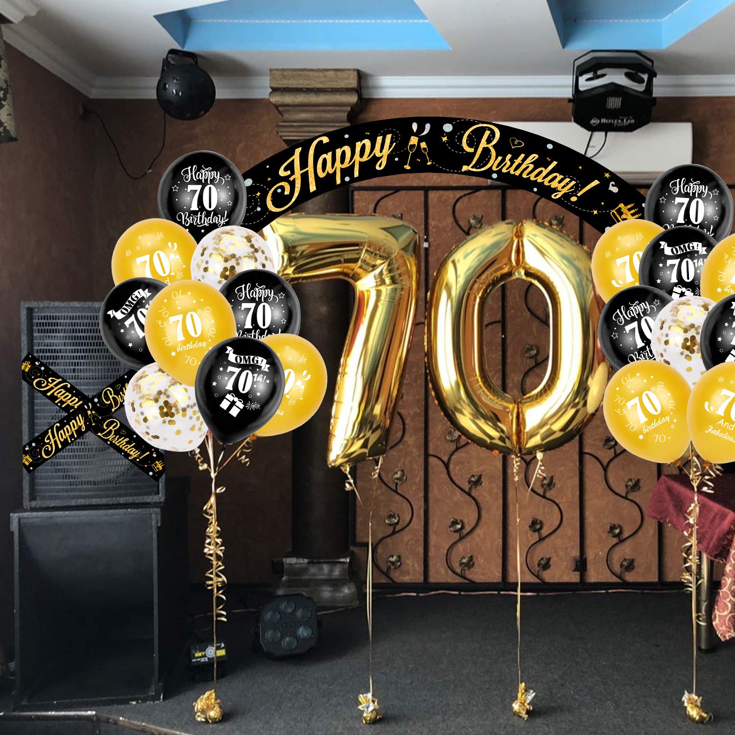 HOWAF 70th Birthday Decoration Kit, Include 9ft/2.7m Happy Birthday