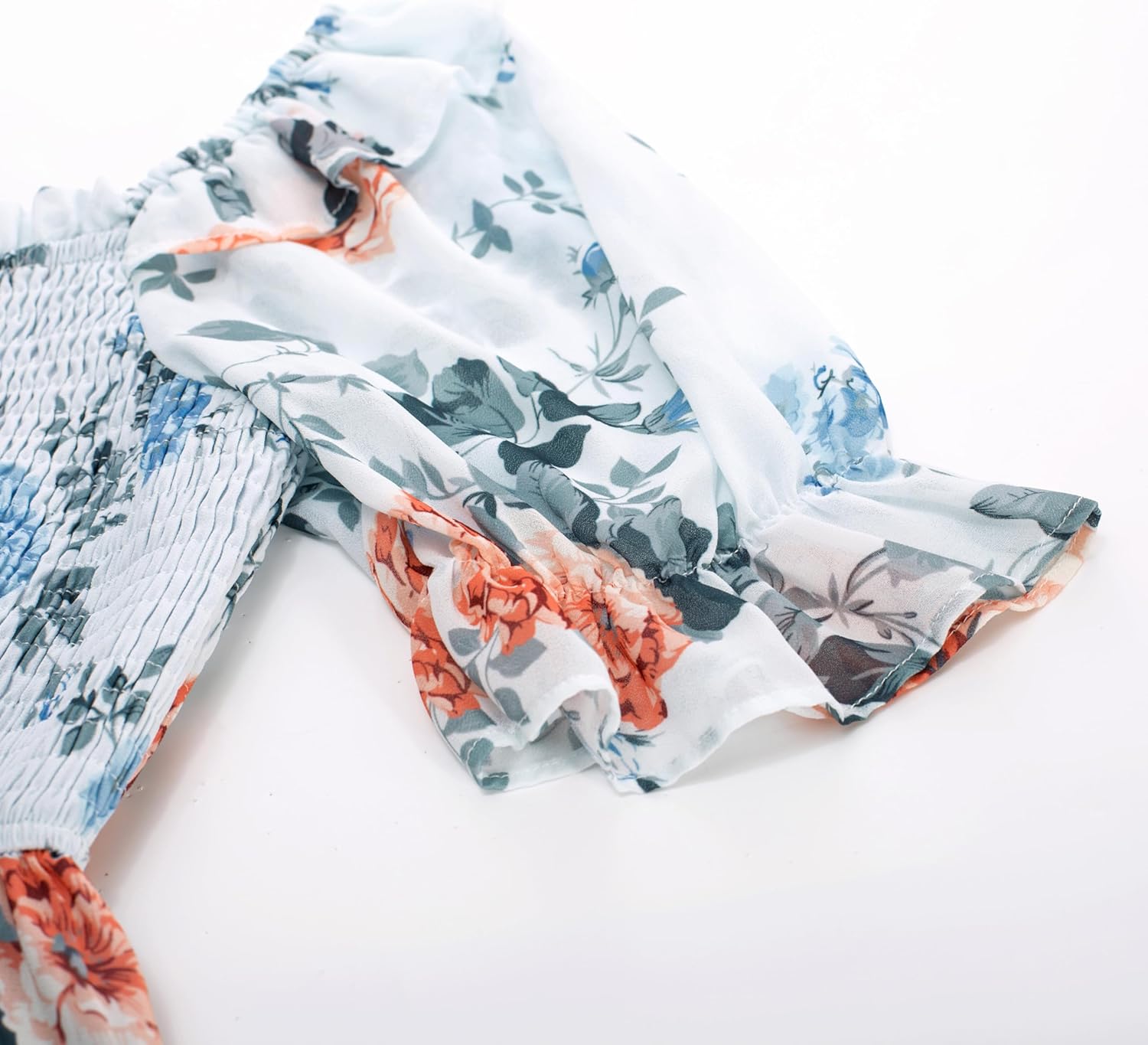 Scarlet Darkness Floral Dress for Women Summer Puff Sleeve Square Neck A Line Flowy Wedding Guest Tea Party Dresses - Image 4