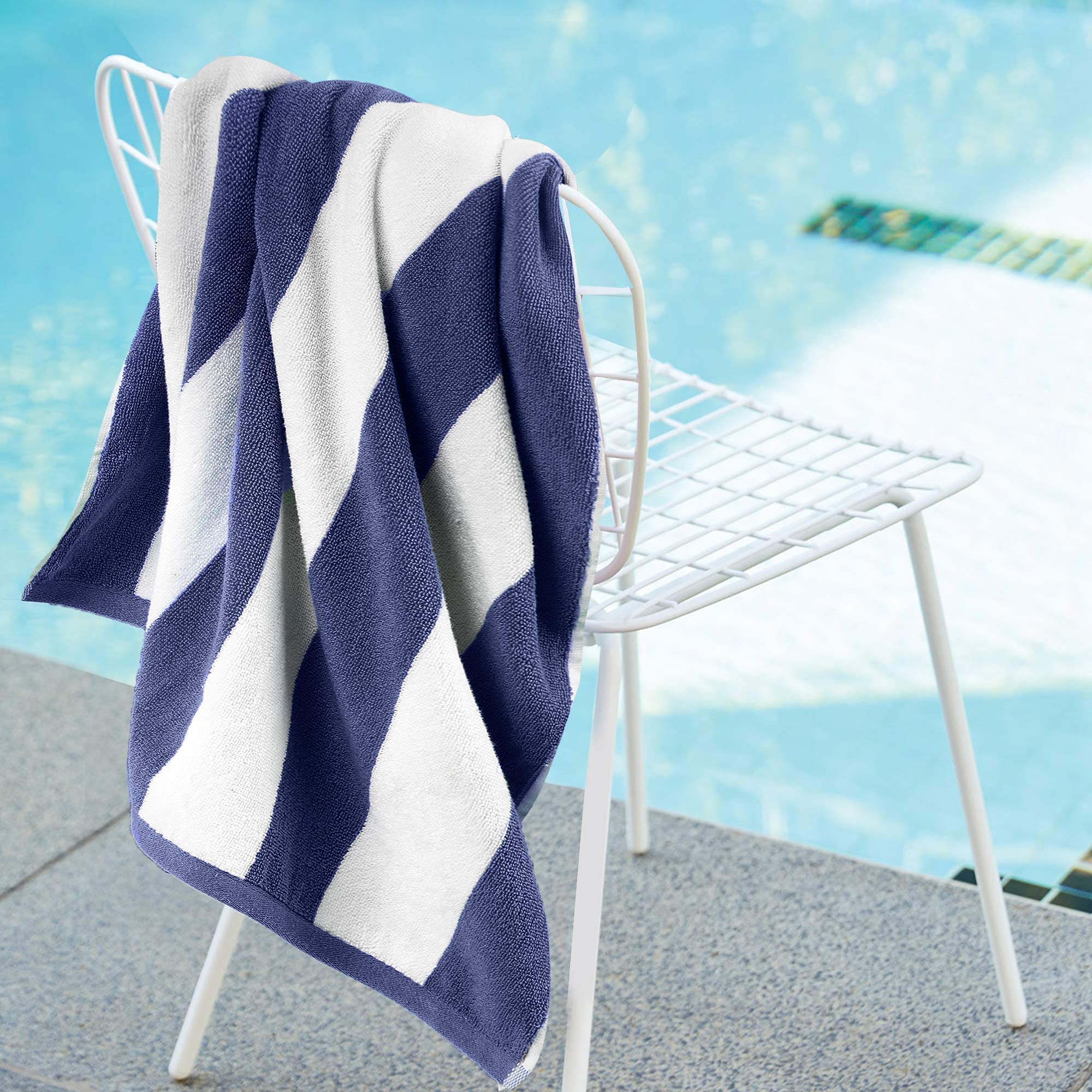 Sweet Needle Strandtücher – Cabana Striped Classic, 100% Baumwoll-Frottee, ringgesponnenes Pooltuch, schnell trocknend, 450 g/m², 2 Stück, für Erwachsene (Vielfalt – 4 Stück, 76 x 152 cm)
