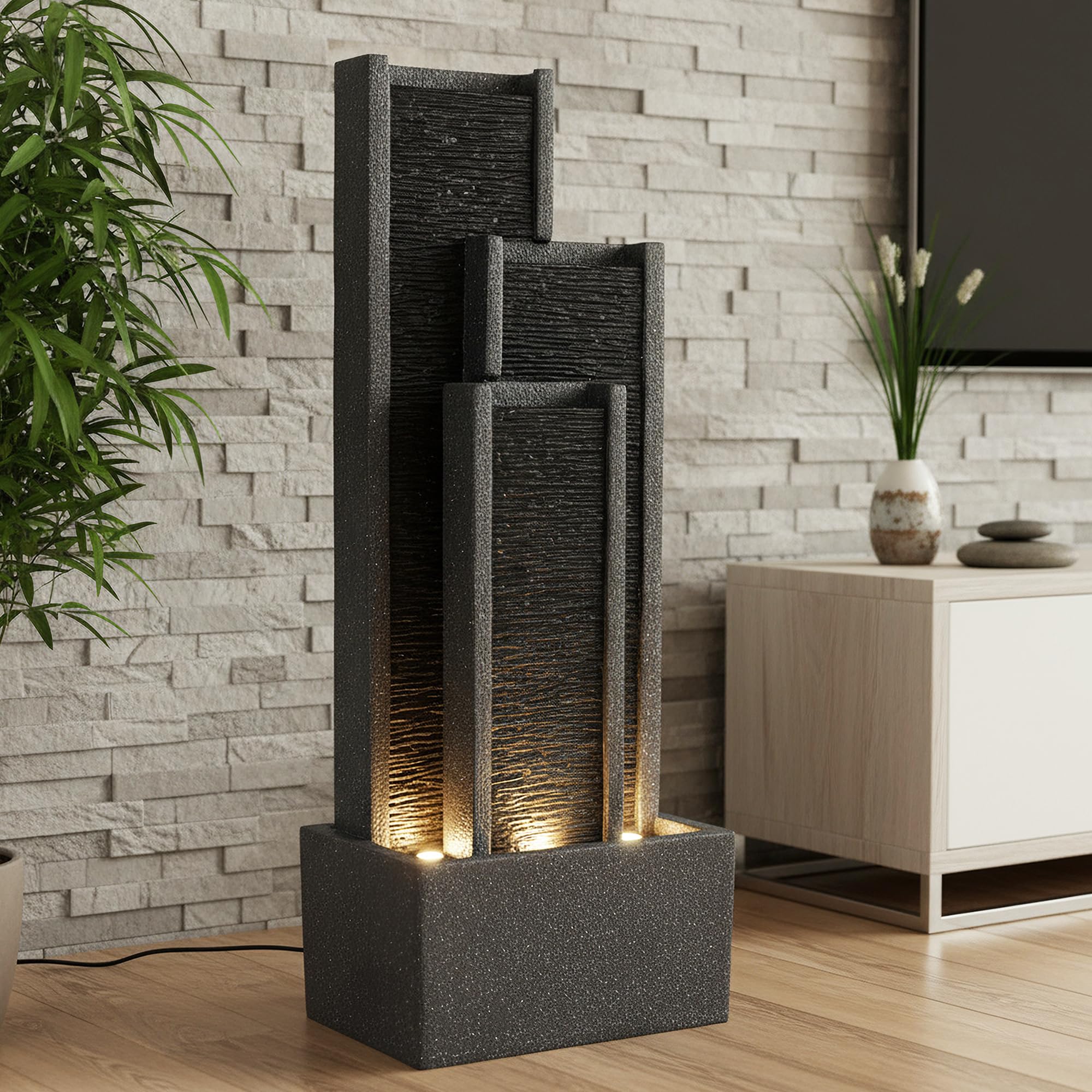 Arnusa Gartenbrunnen Gartenbrunnen BK903 – Wasserwand BK903 mit LED