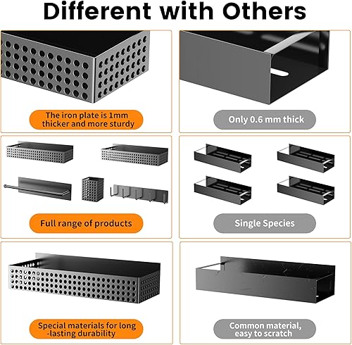 Miniatura 3 de Estante magnético para especias para refrigerador de 2 niveles y soporte para toallas de papel y soporte para utensilios, organizador magnético para