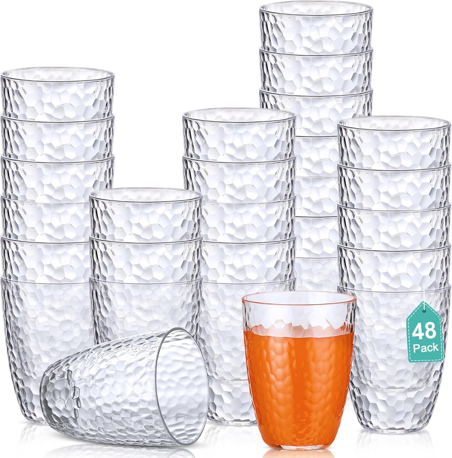 Zhehao Set of 48 Plastic Drinking Glasses Bulk 13.5 oz