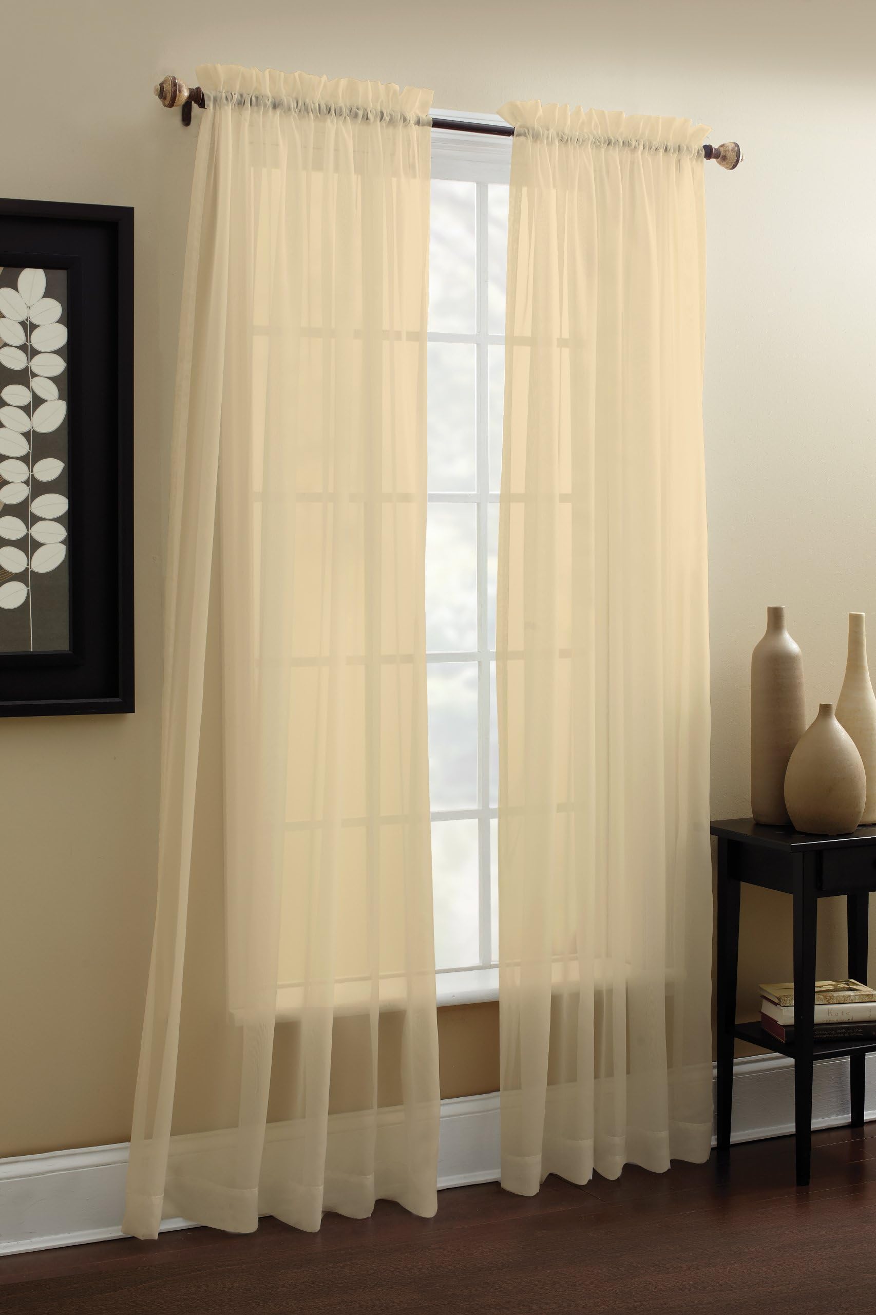 Croscill Denise Sheer Tailored Panel, 84-Inch, Ivory