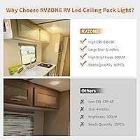 Vista 5 de Luces interiores de caravana, luz LED de techo de 5 pulgadas, regulable, 12 voltios, luces LED de 12 V, luces de disco RV de 4.5 W, luz de cúpula