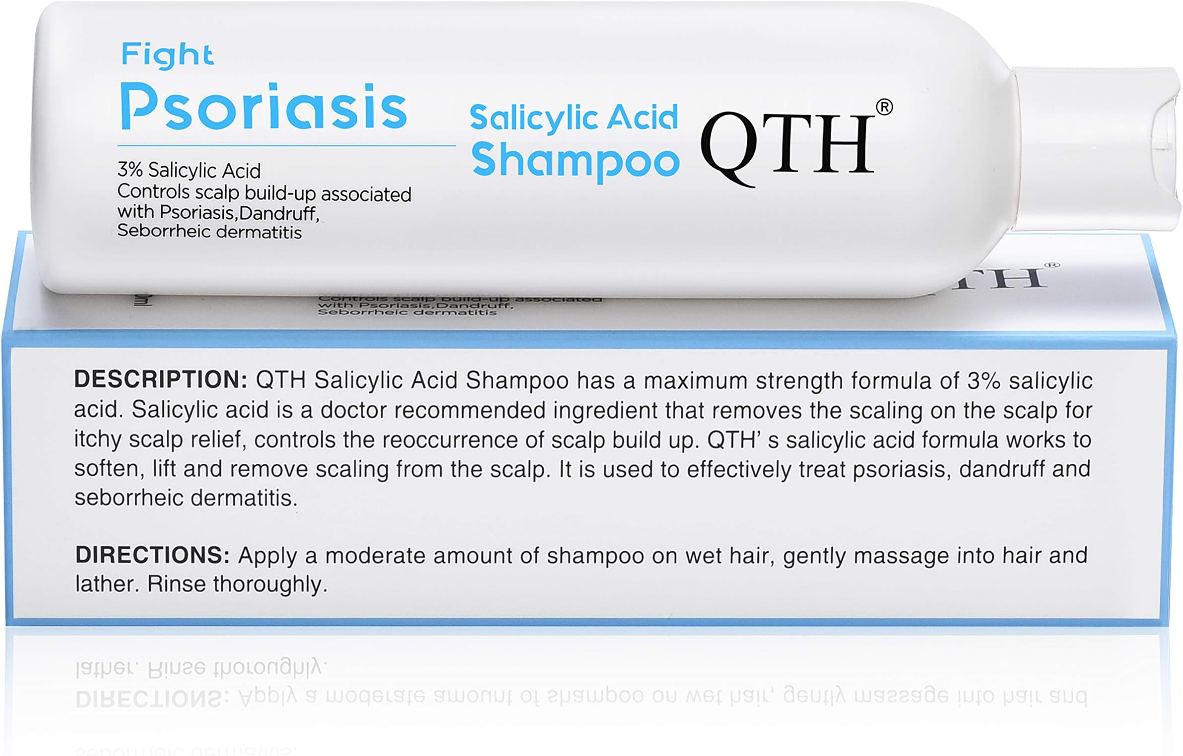 QTH Psoriasis Therapeutic Shampoo with 3% Salicylic Acid Anti-Dandruff and Seborrheic Dermatitis Treatment Relief of Dry, Itching and Flaking Scalp, 8.4 fl