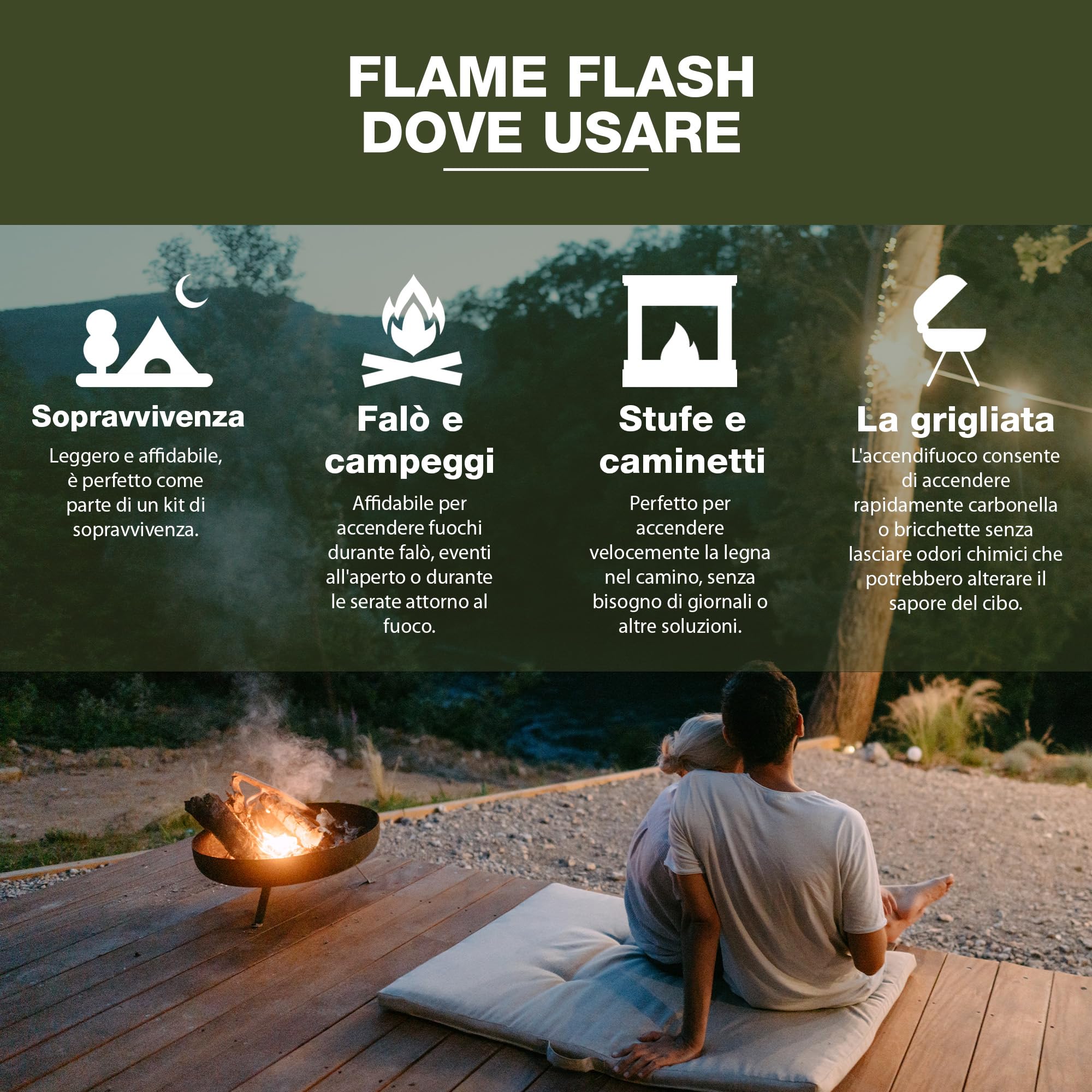 SWISSINNO Flame Flash Accendifuoco - Legnetti ad Alta Resina per Accensione Rapida - Fiamma Intensa e Duratura - Ideale per Camino, Stufa, Barbecue, Falò - 1500g