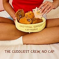 Vista 4 de Juego de animales de peluche y peluches de apoyo emocional, incluye 5 juguetes de peluche Capybara con cesta de transporte, cosas lindas y gran