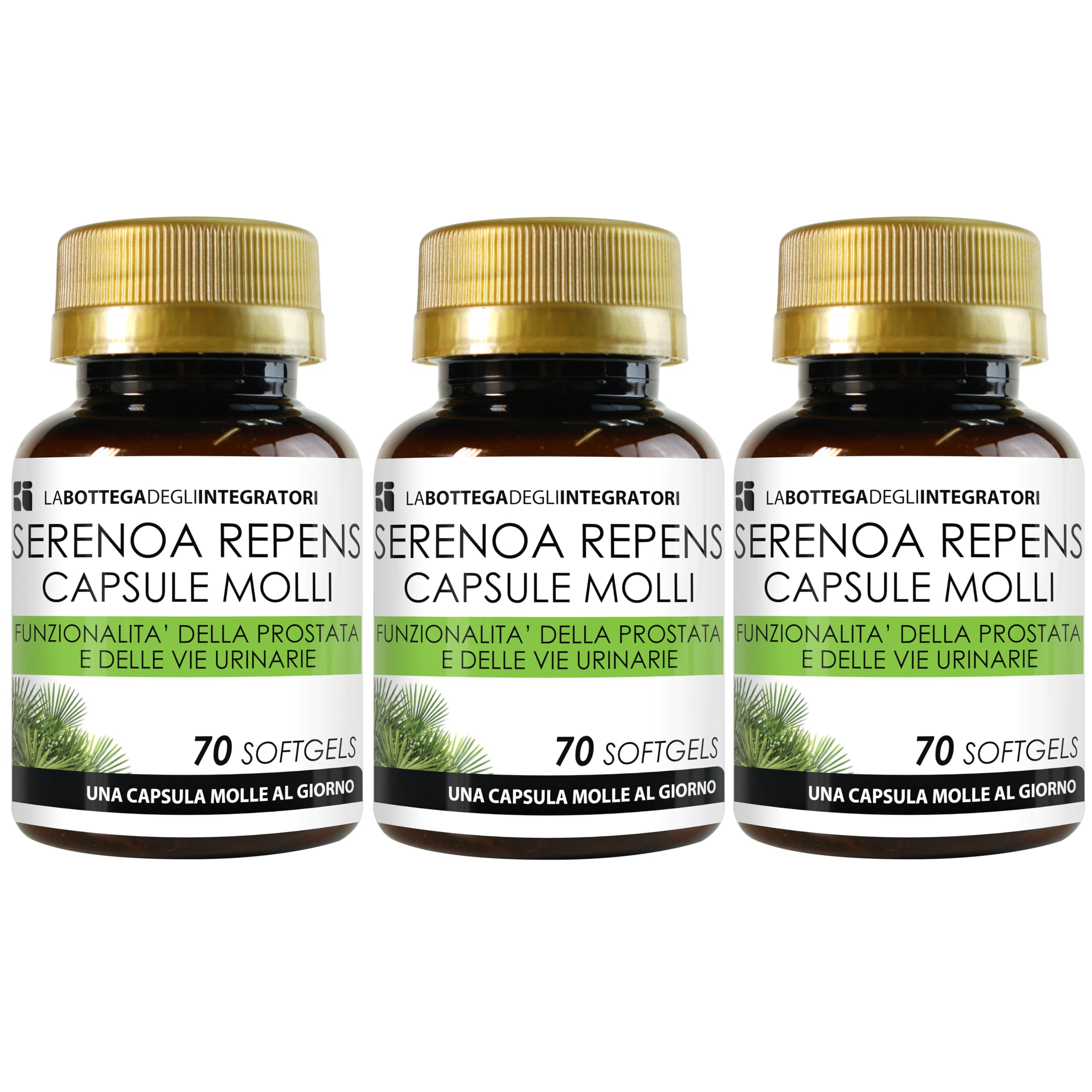SERENOA REPENS 320 MG TITOLATO AL 90% | 210 SOFTGELS | CAPSULE MOLLI PER LA PROSTATA E PER LE VIE URINARIE | 1 PERLA AL GIORNO | LA BOTTEGA DEGLI INTEGRATORI