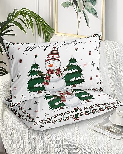 Miniatura 2 de Fundas de almohada de tamaño estándar de muñeco de nieve, 2 paquetes de fundas de almohada suaves para sofá, funda de cojín lumbar de cuerpo largo