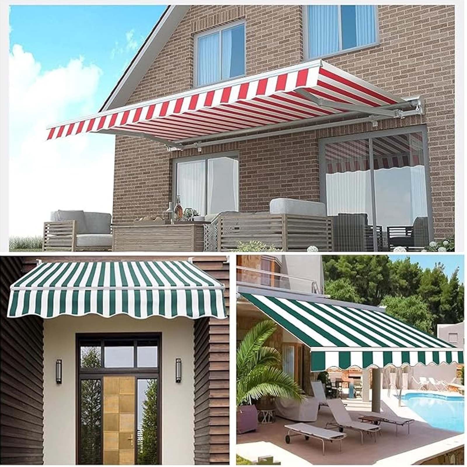 Ausziehbares Markisen-Ersatzgewebe – Outdoor-Terrassen-Sonnenschutz – 4,9 x 3,6 m, 3,6 x 3 m, 3 x 2,4 m, 2,4 x 2 m – rote Markise für Wohnwagen und Fenster