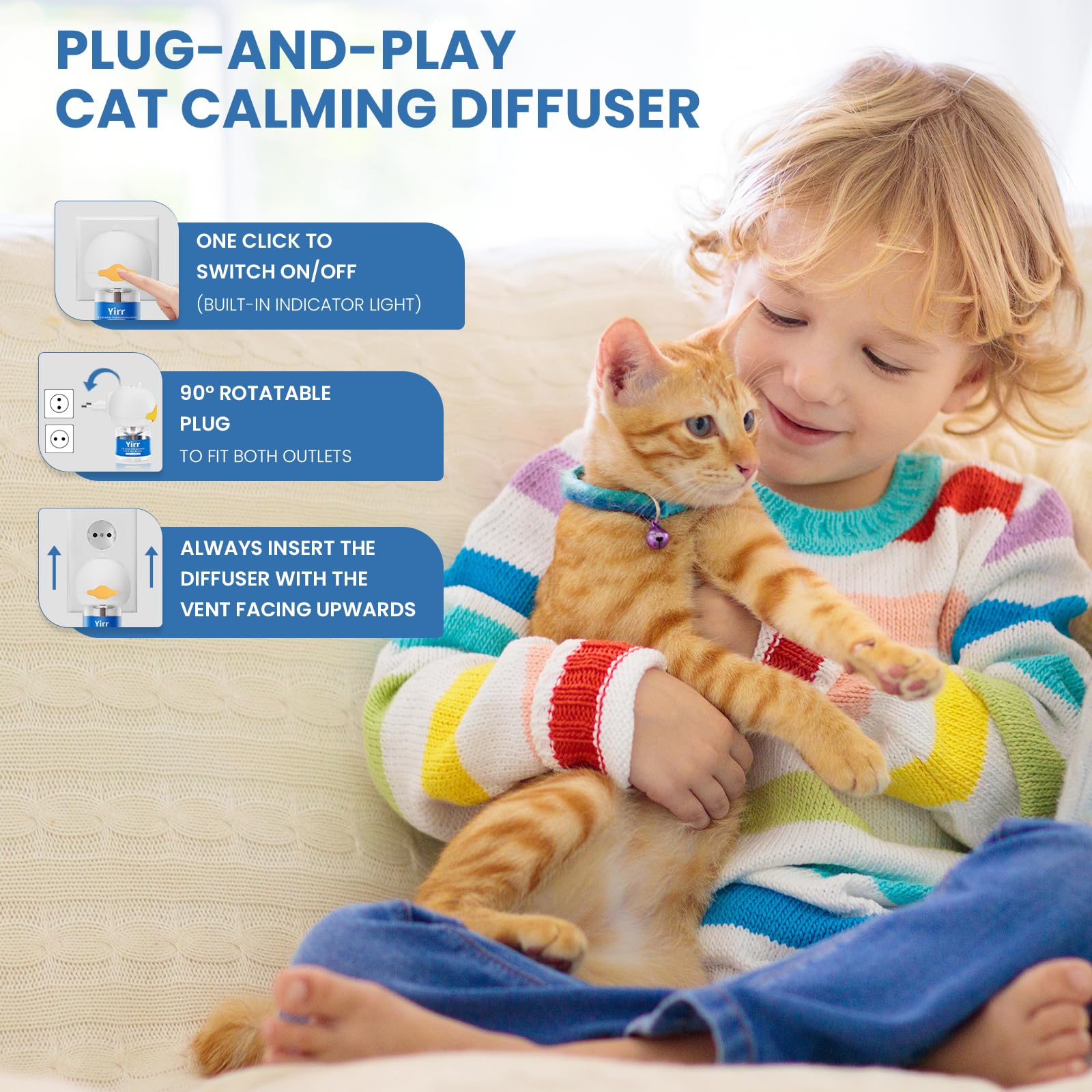 120 Tage Pheromone Katzen Beruhigung Steckdose Entspannende Naturpheromone Lindern Stress Ängste bei Katzen Reduzieren Kratzverhalten Set mit 2 Steckdosen-Diffusoren 4 Nachfüllflaschen (je 48 ml)