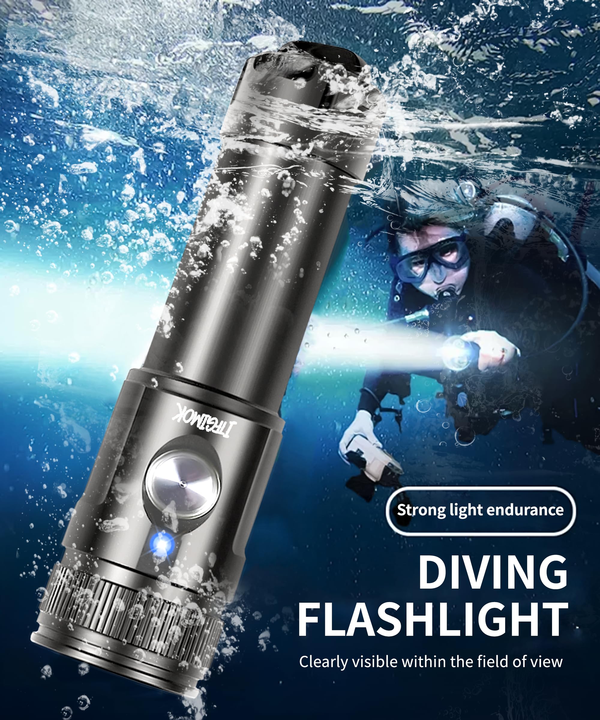 Torcia professionale da 2000 lumen per fotografia subacquea, 3 angoli di fascio regolabili (3°/24°/72°), impermeabile IP68, luce di riempimento foto macro, faretto per immersioni notturne