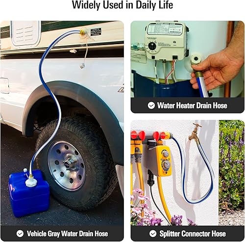 Miniatura 10 de Solution4Patio Garden Manguera corta de 34 pulgadas x 5 pies, ambos extremos hembra, accesorios de latón macizo, manguera de conexión para carrete