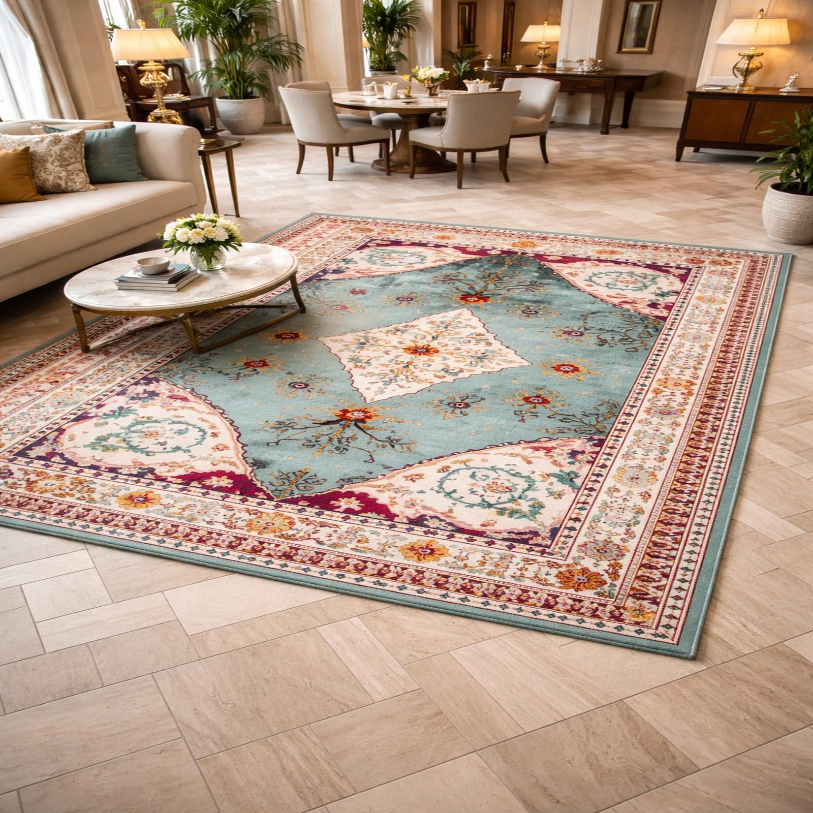 Tapis antidérapant lavable pour éviter les glissades tapis carré 100x100cm bleu rouge