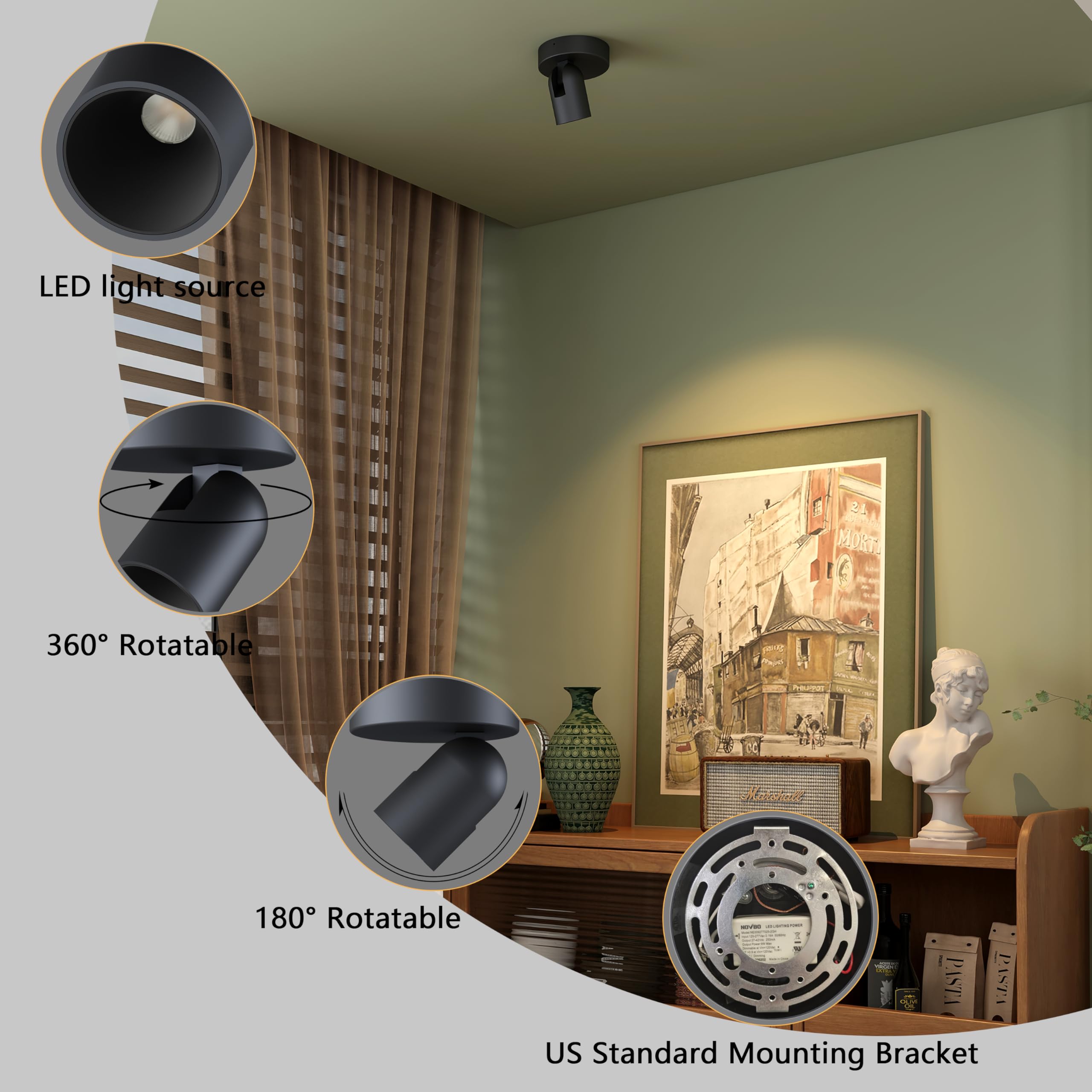 ilucezzo Flush Mount Ceiling Spotlight Dimmable Small Indoor