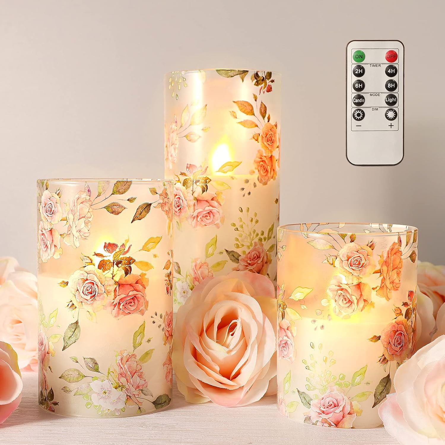 PETRISTRIKE Pink Flameless Candles with Remote & Timer