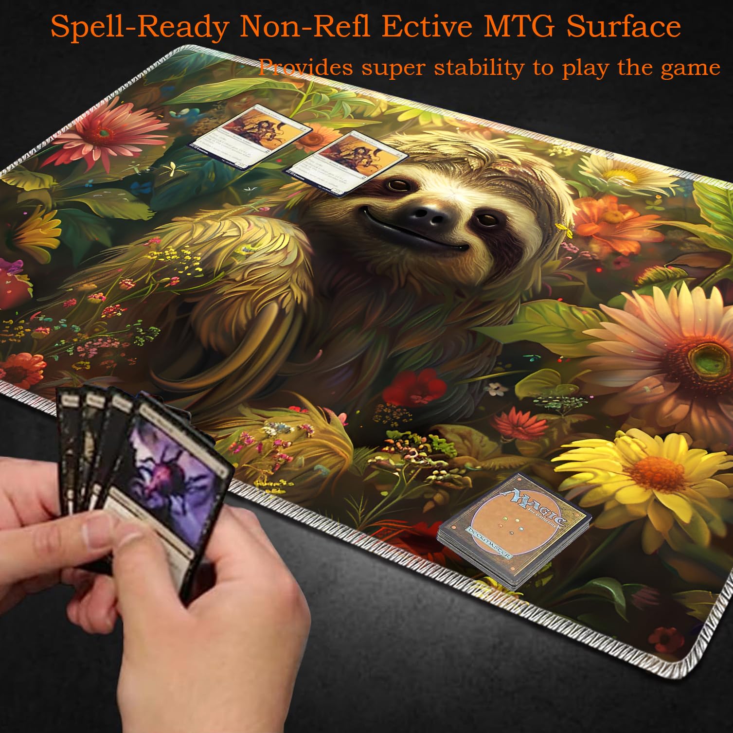 Amazon.com: HTTYYTRYT for MTG Playmat Non-Slip Rubber Play Mat with Storage  Bag Combination, Ideal for Card Game Lovers TCG Play Mat, Flower Sloth :  Toys & Games